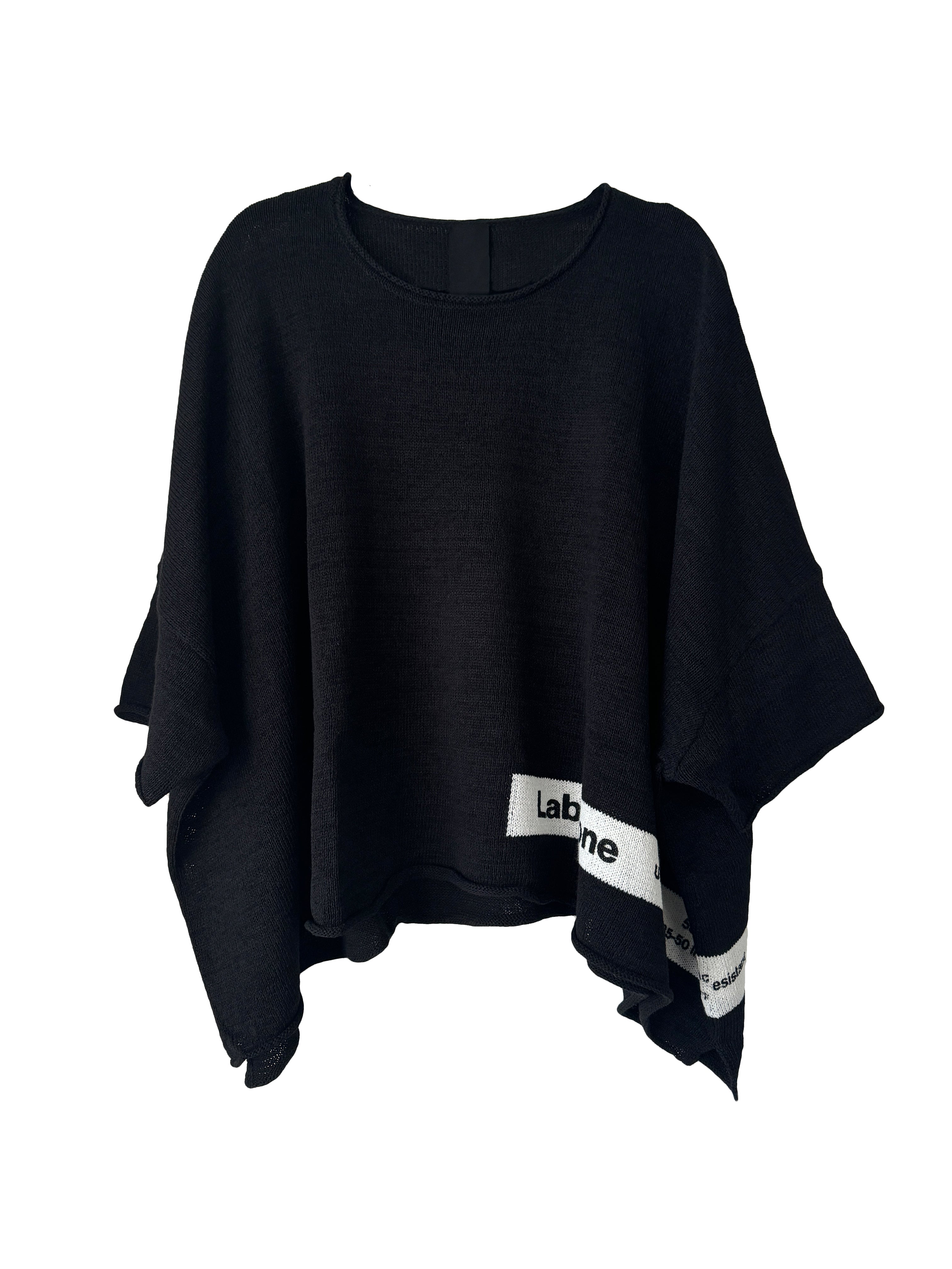 RELAXED KNIT PULLOVER BLACK PRINT