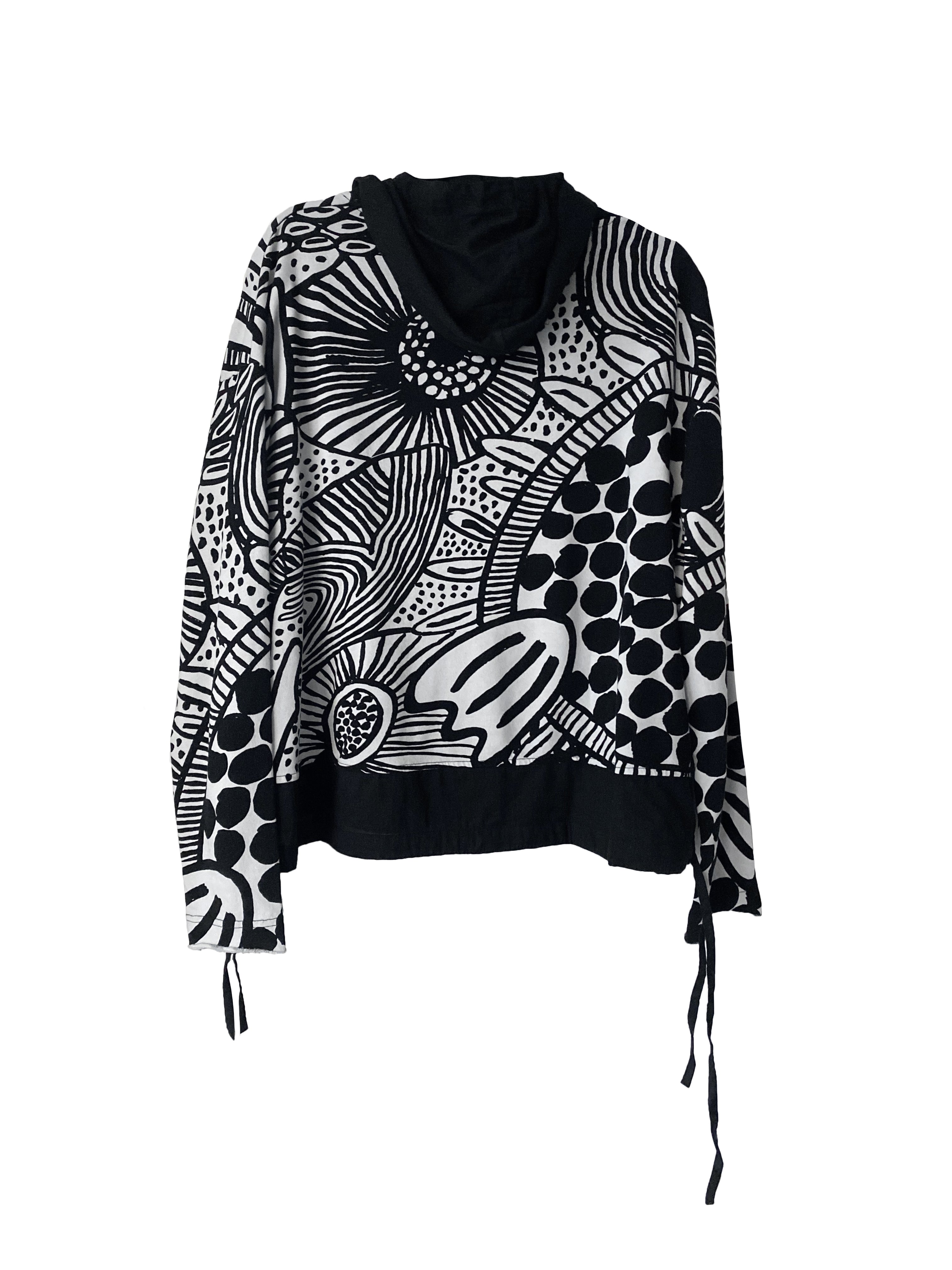 HOODED TOP BLACK PRINT