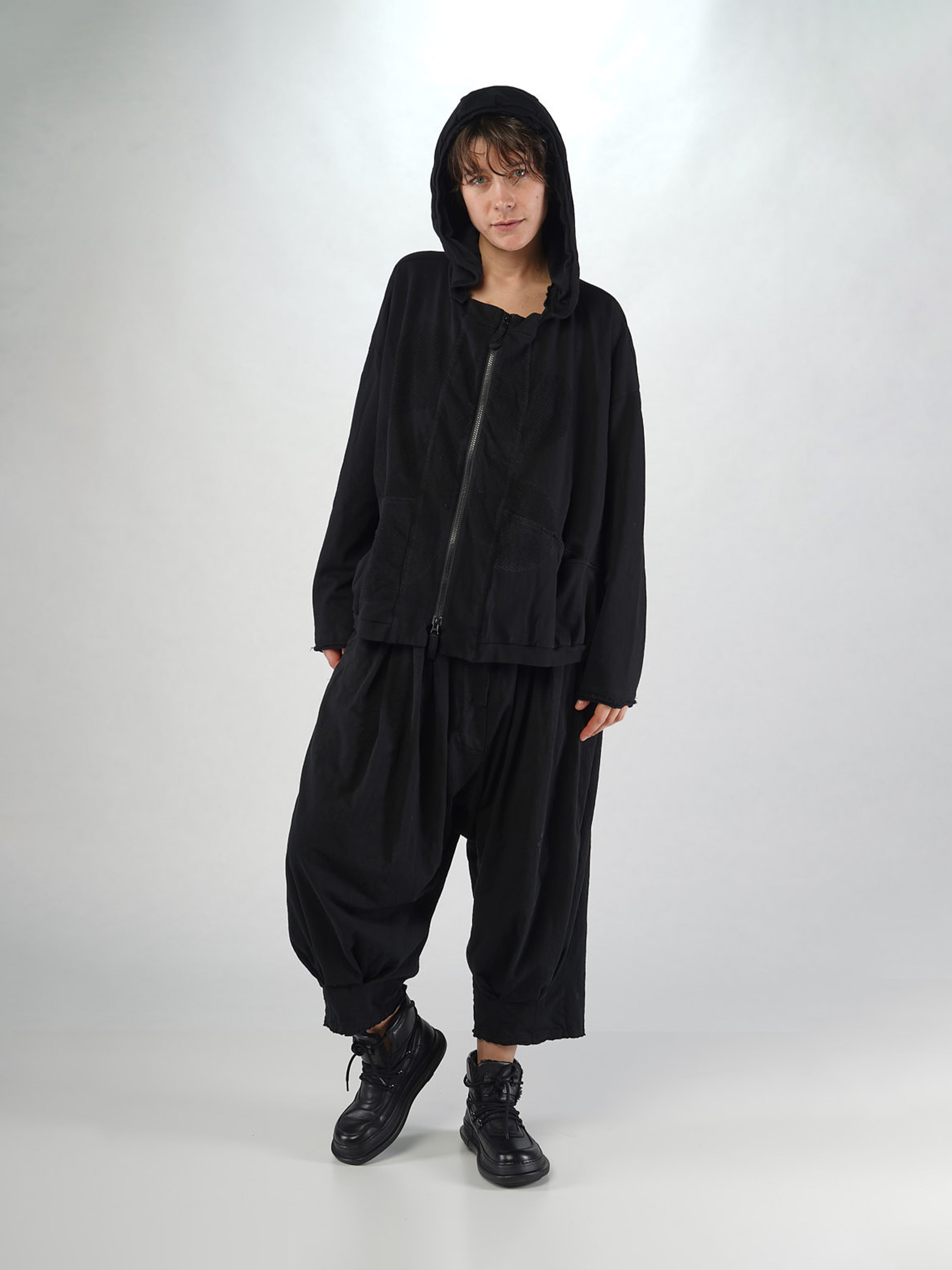 ZIP JACKET BLACK VELVET FLOCK