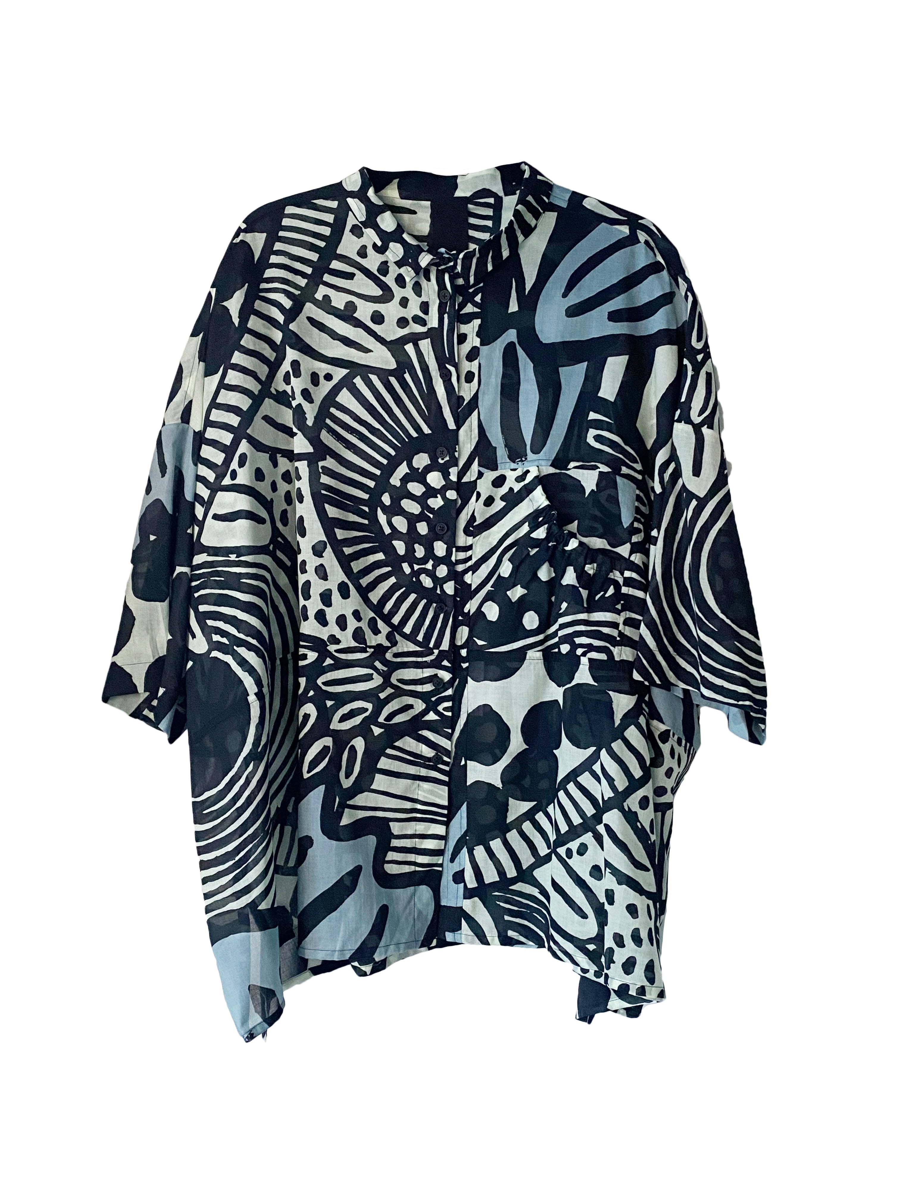 SHIRT BLACK MINT LIME PRINT