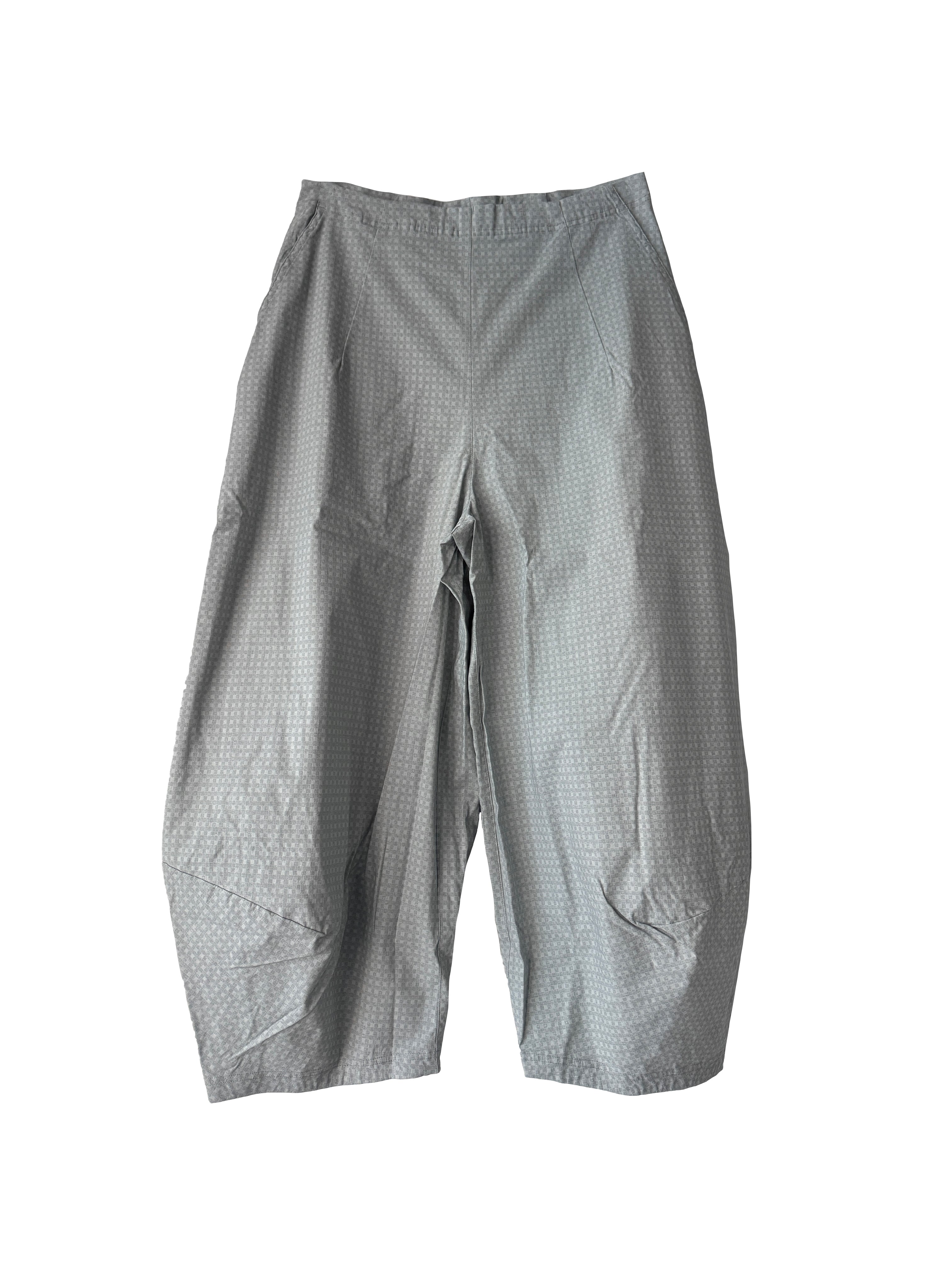 BARREL LEG PANT GREY CHECK