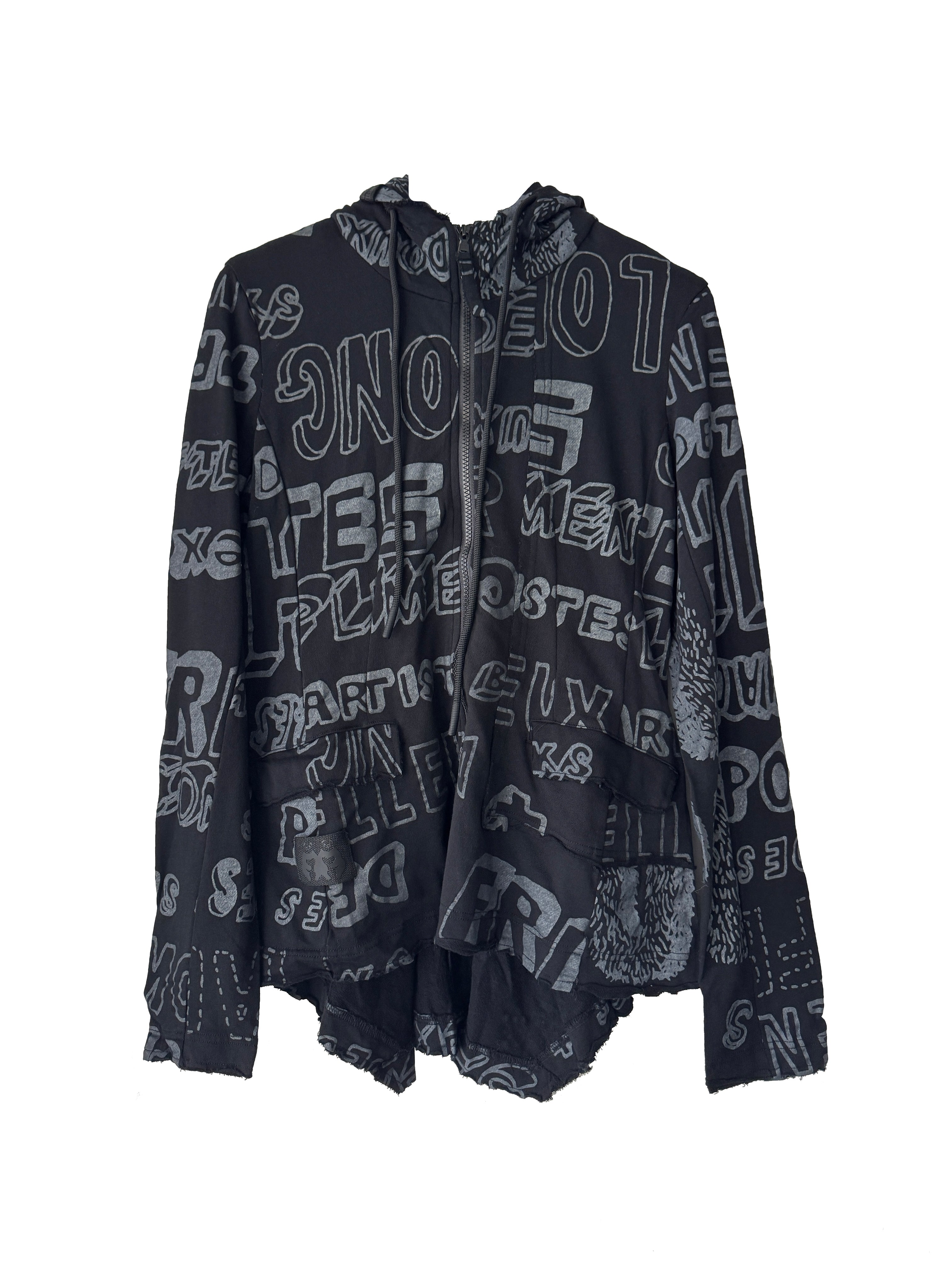 HOODED JACKET BLACK PRINT