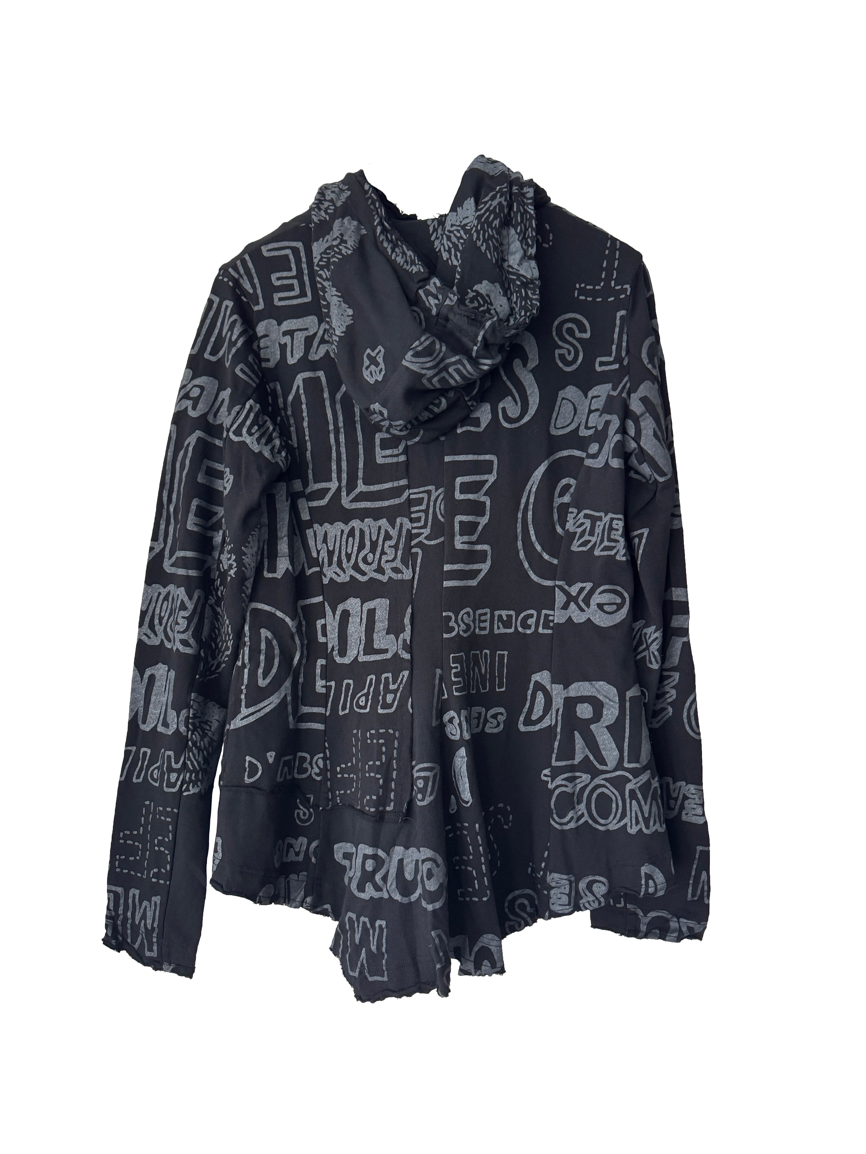 HOODED JACKET BLACK PRINT