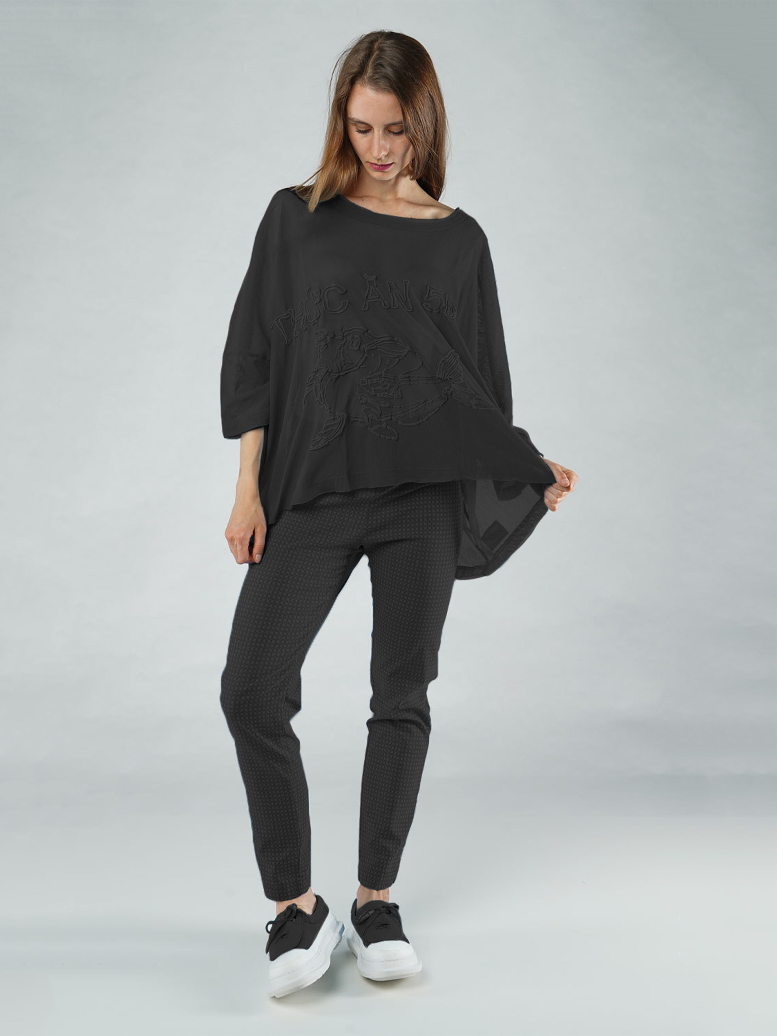 PRINTED MESH TOP BLACK