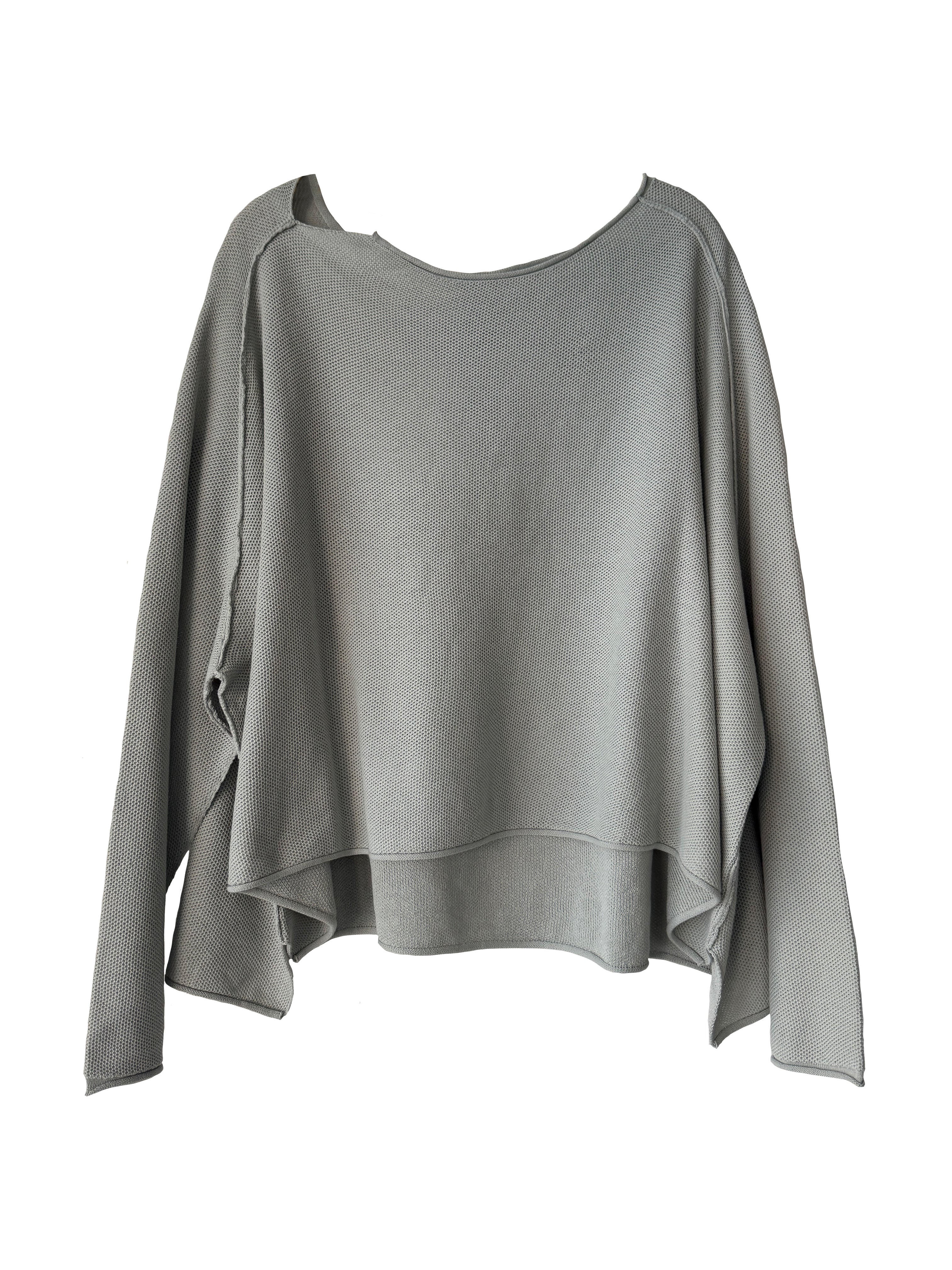 RELAXED TEXTURED LONG SLEEVE KNIT GREY
