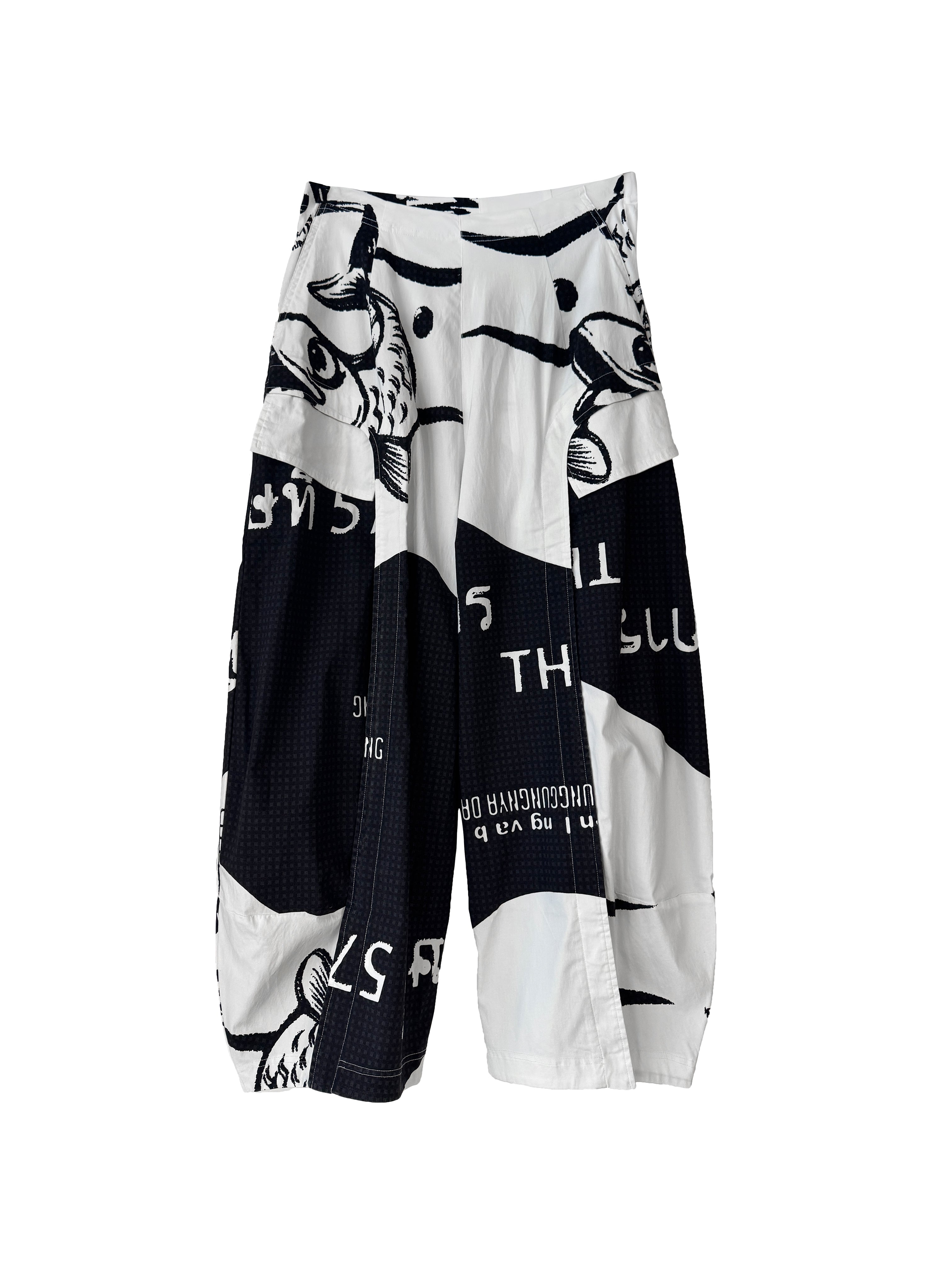 SIDE POCKET PANT BLACK PRINT