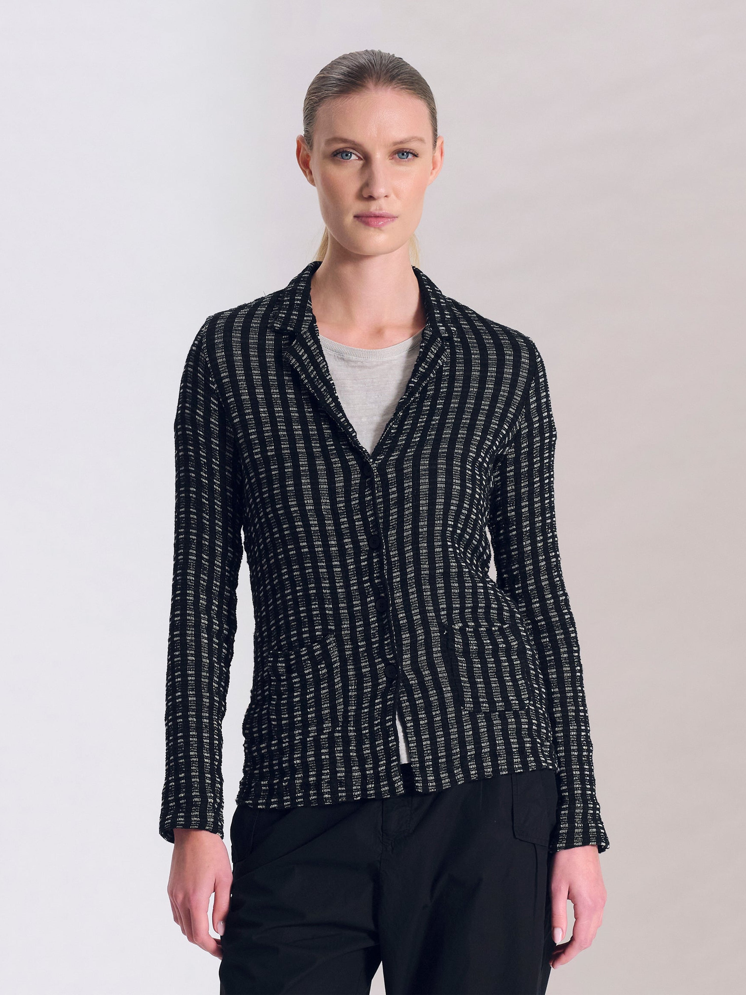 TEXTURED CHECK JACKET BLACK