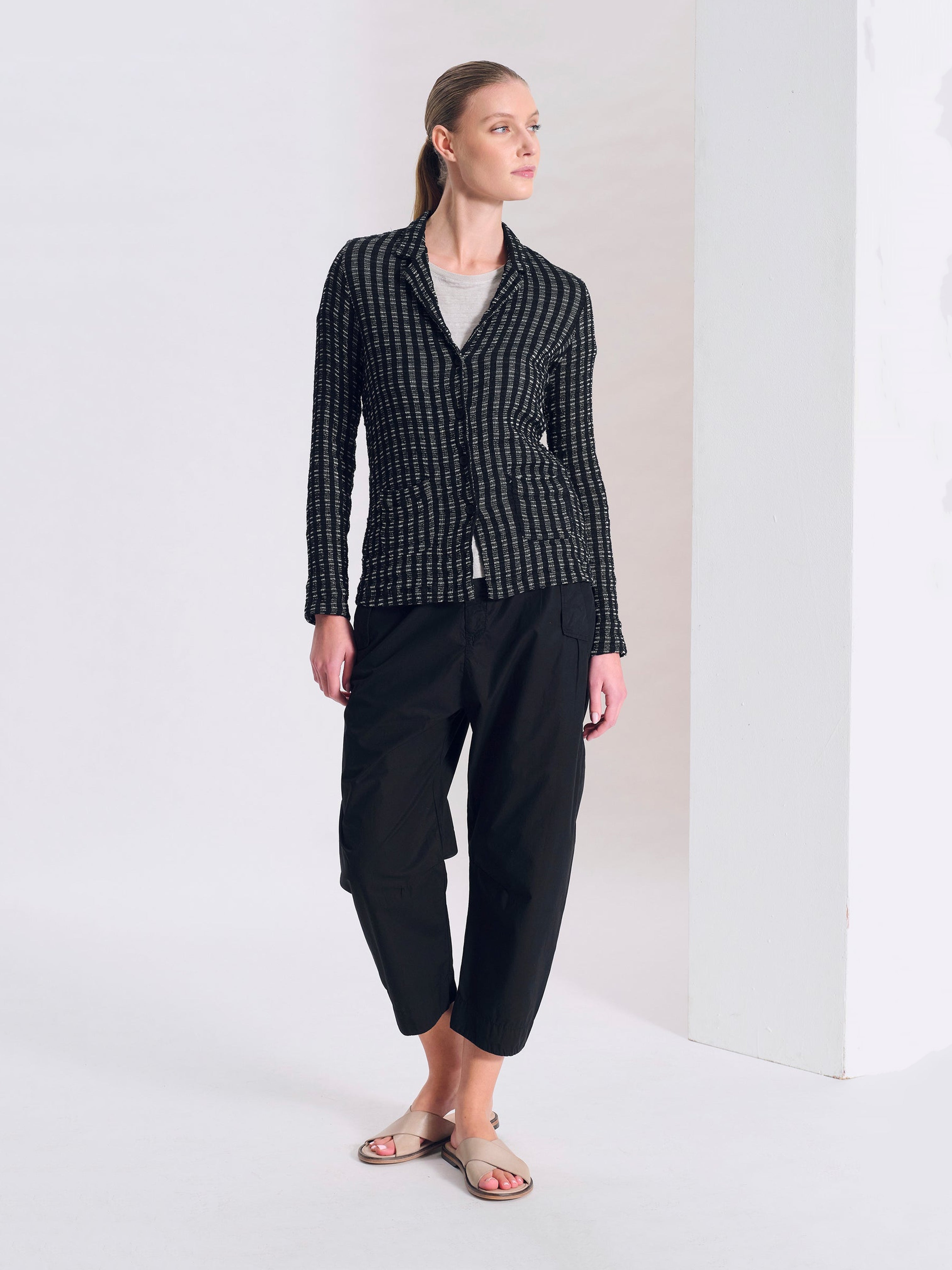 TEXTURED CHECK JACKET BLACK