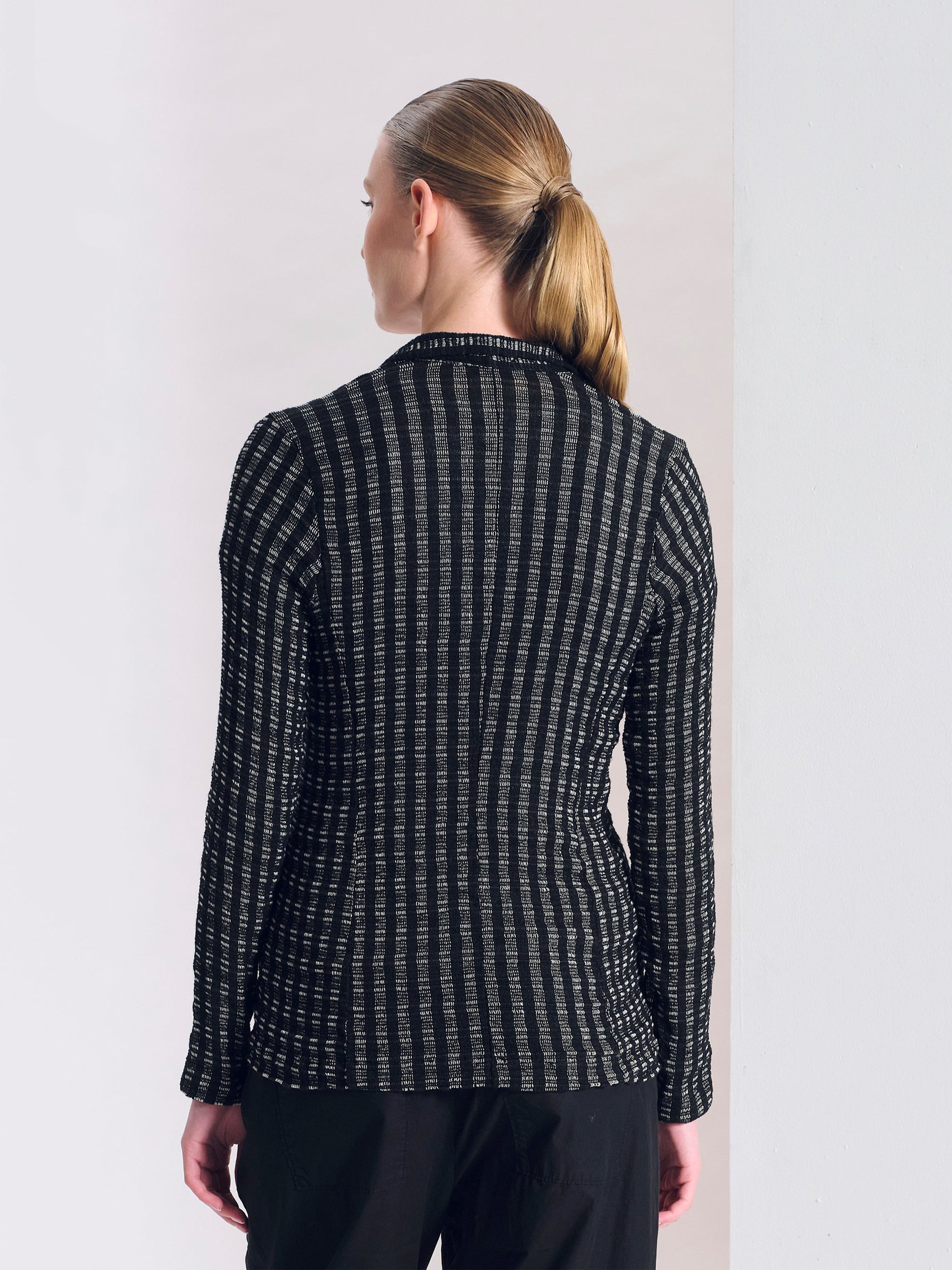 TEXTURED CHECK JACKET BLACK