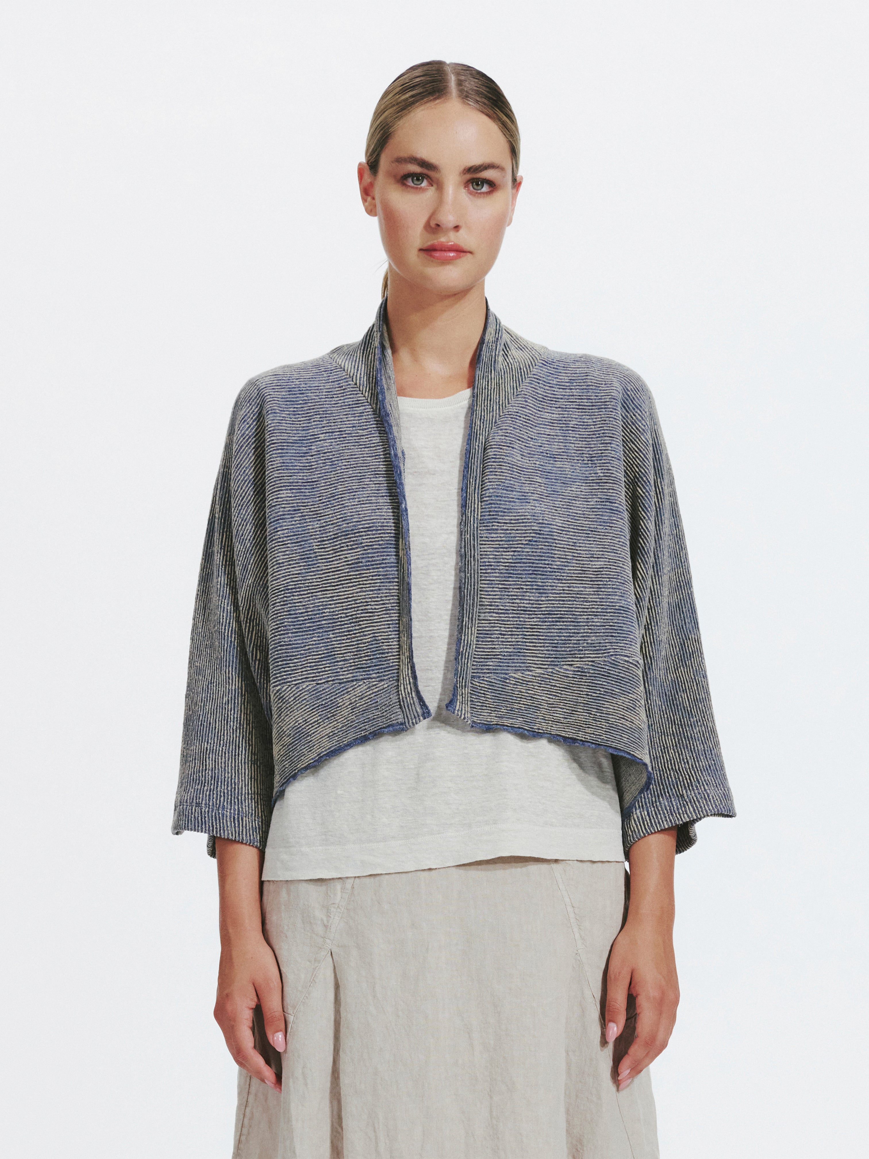 RIBBED TEXTURAL CARDIGAN AVIATION