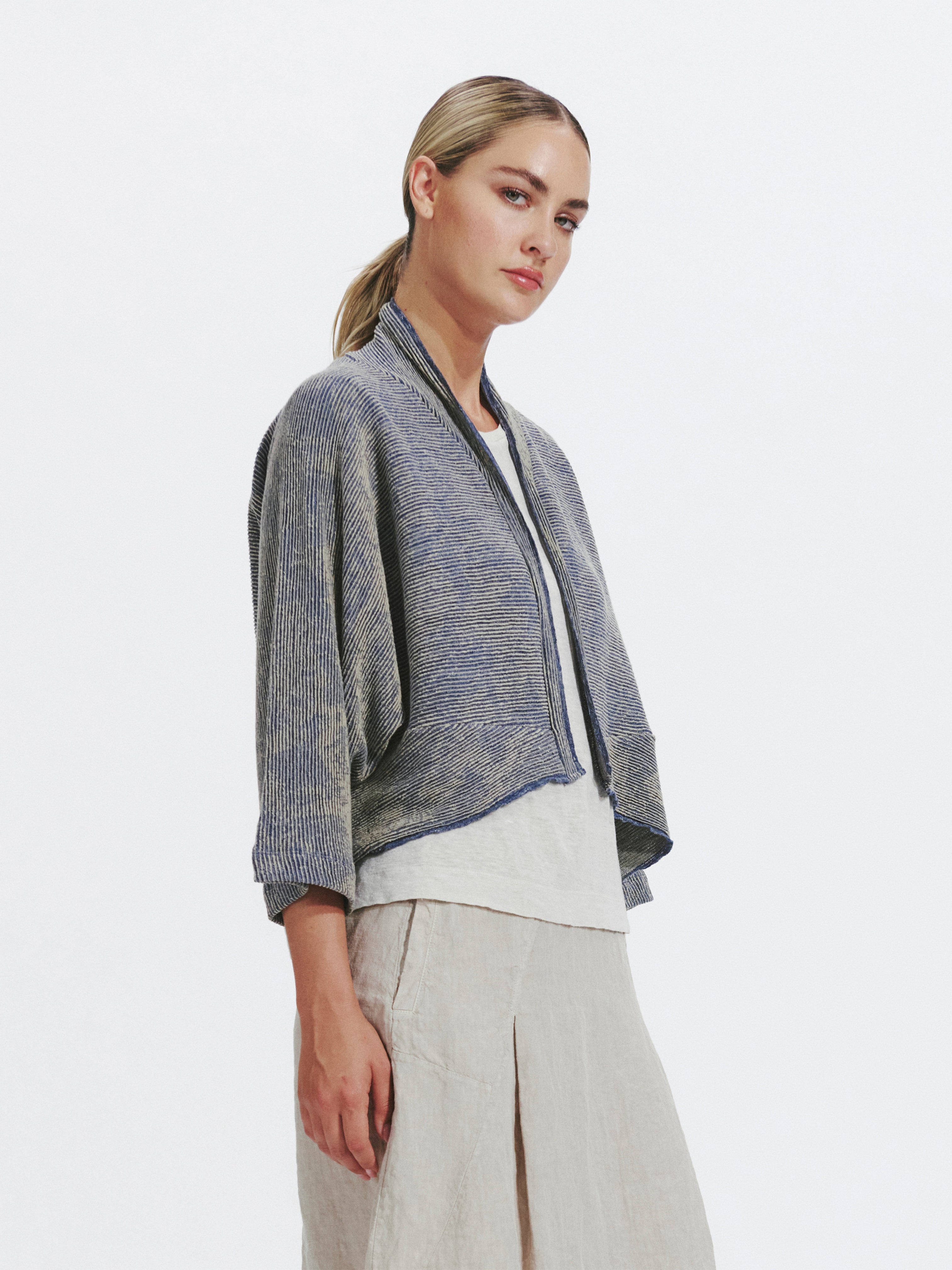 RIBBED TEXTURAL CARDIGAN AVIATION