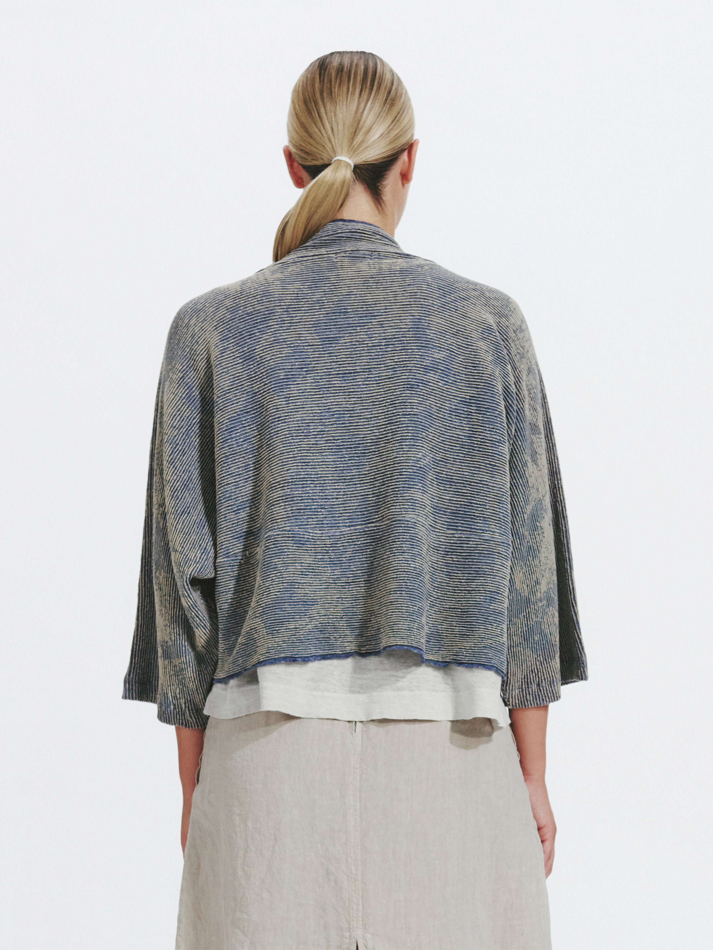 RIBBED TEXTURAL CARDIGAN AVIATION