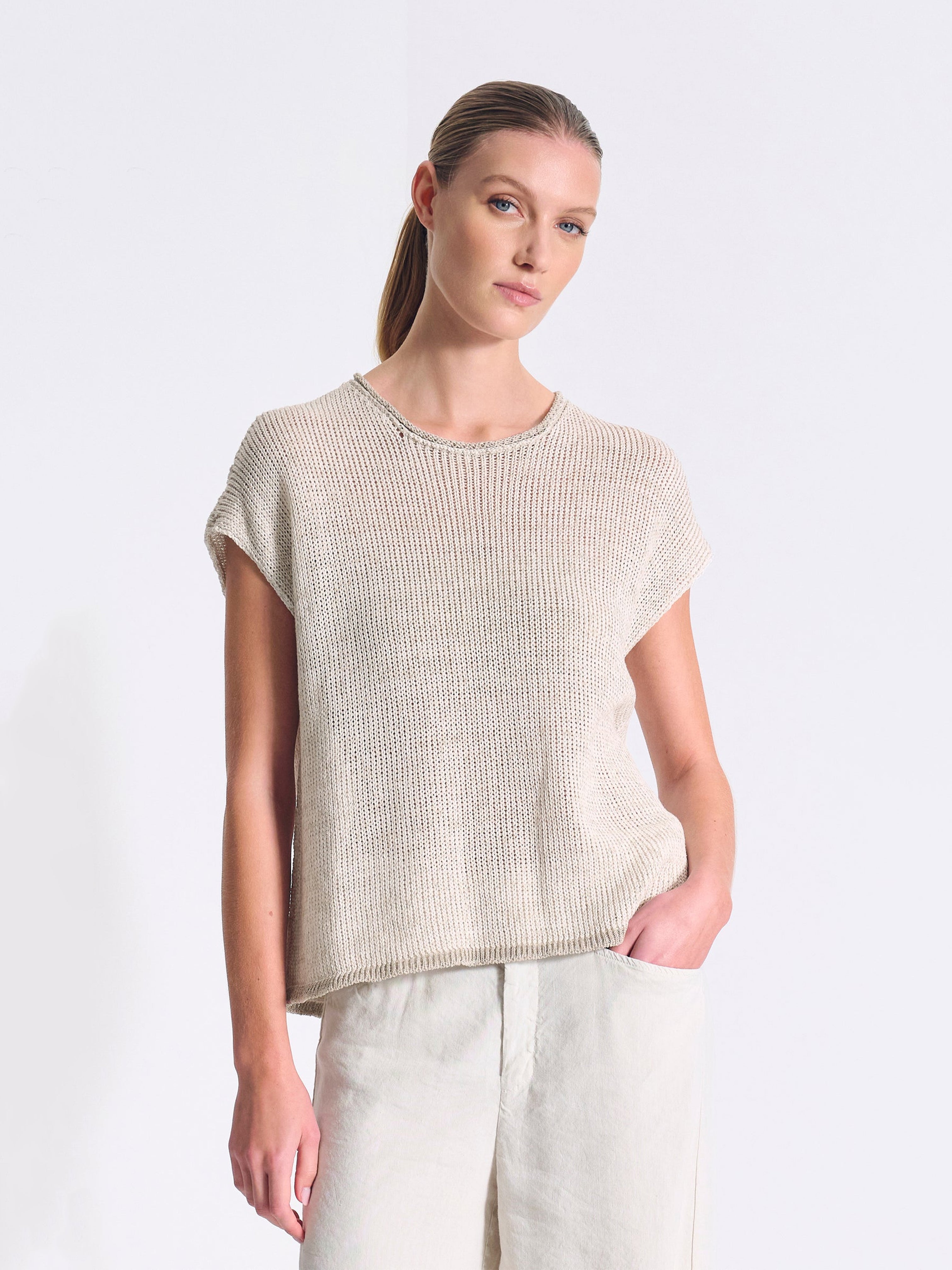 CAP SLEEVE KNIT TOP ROPE