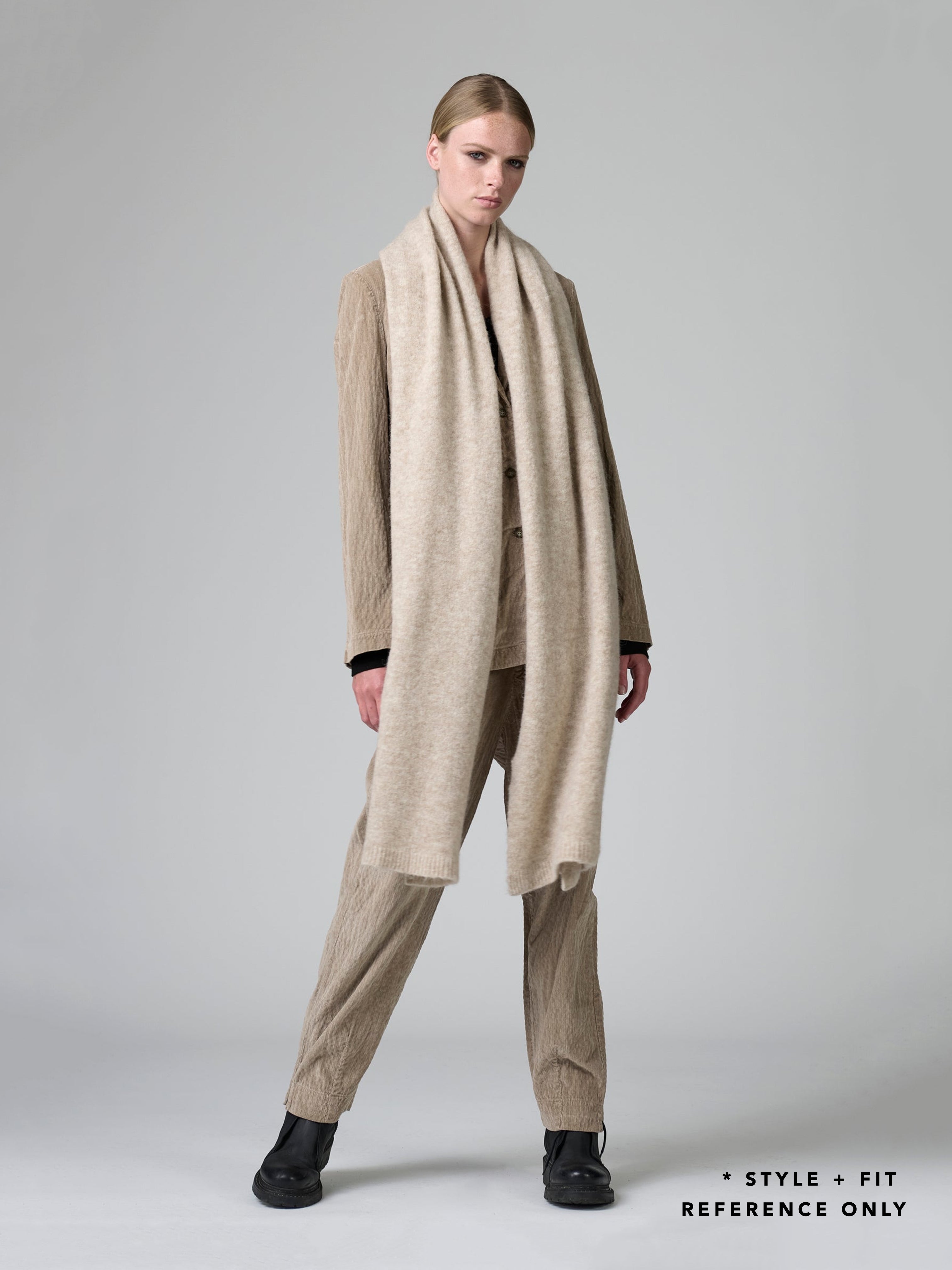 WOOL BLEND KNIT SCARF BROWN