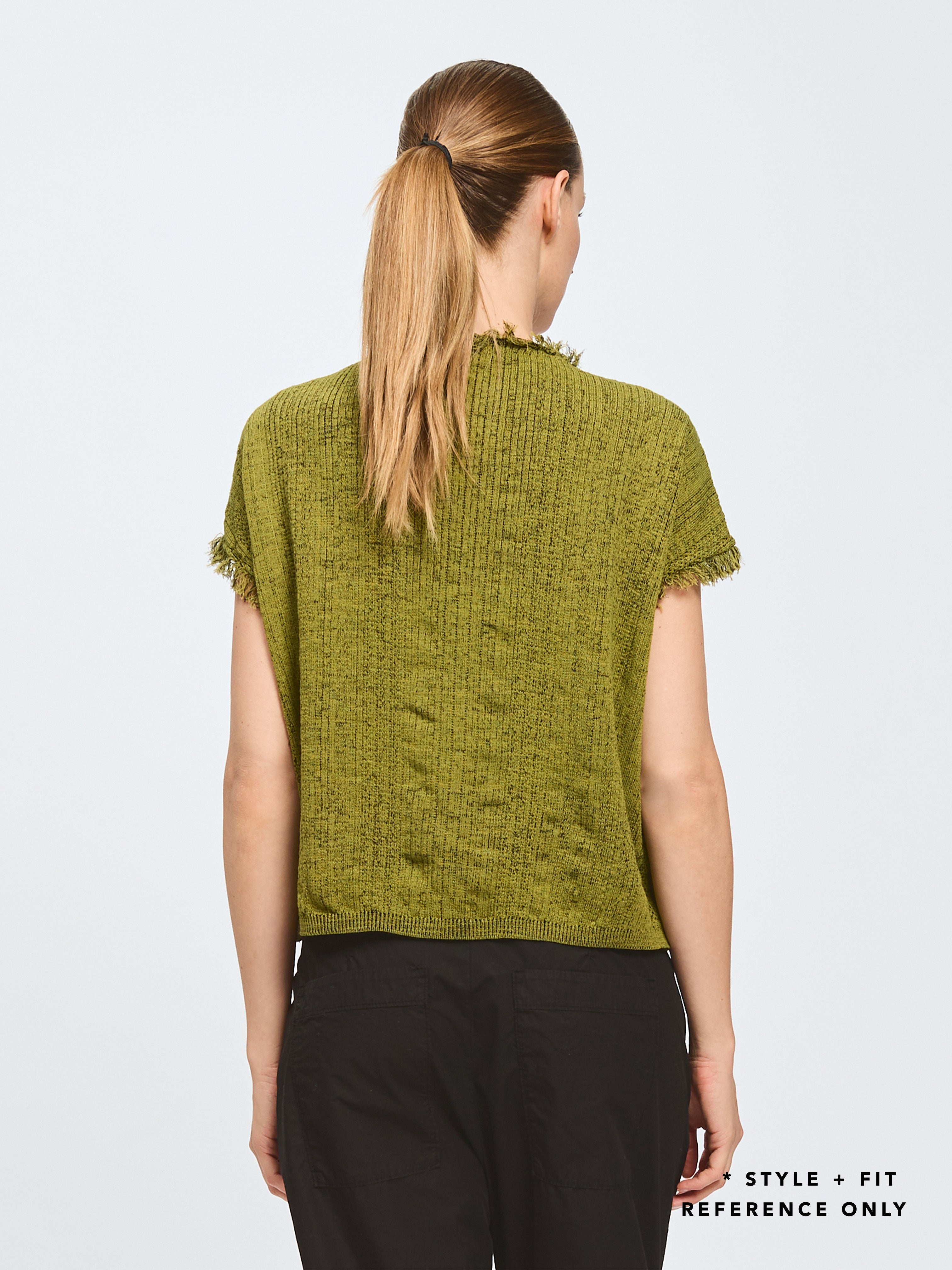 SLEEVELESS FRAY EDGE KNIT SAND