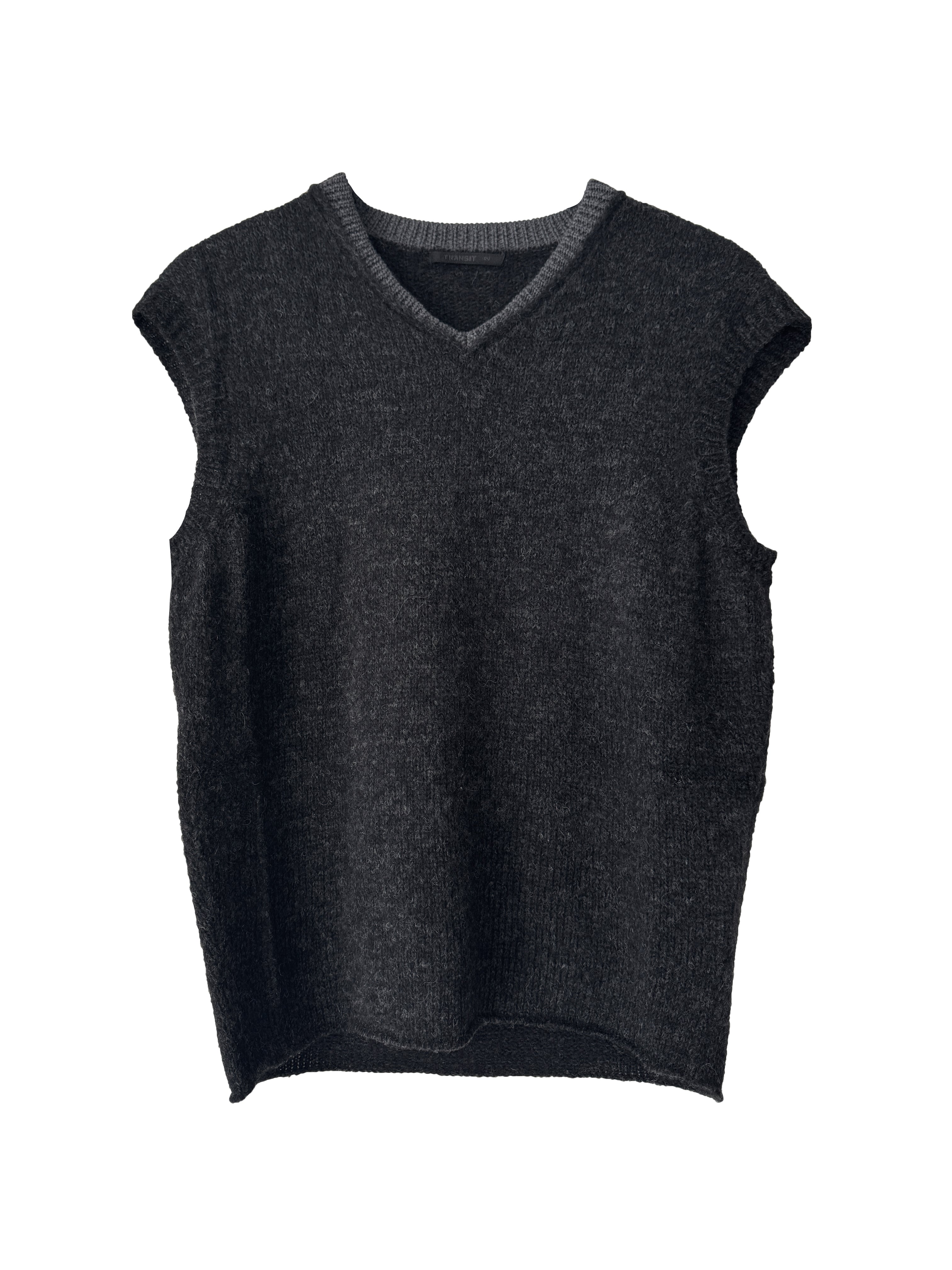 CONTRAST KNIT VEST ANTHRACITE