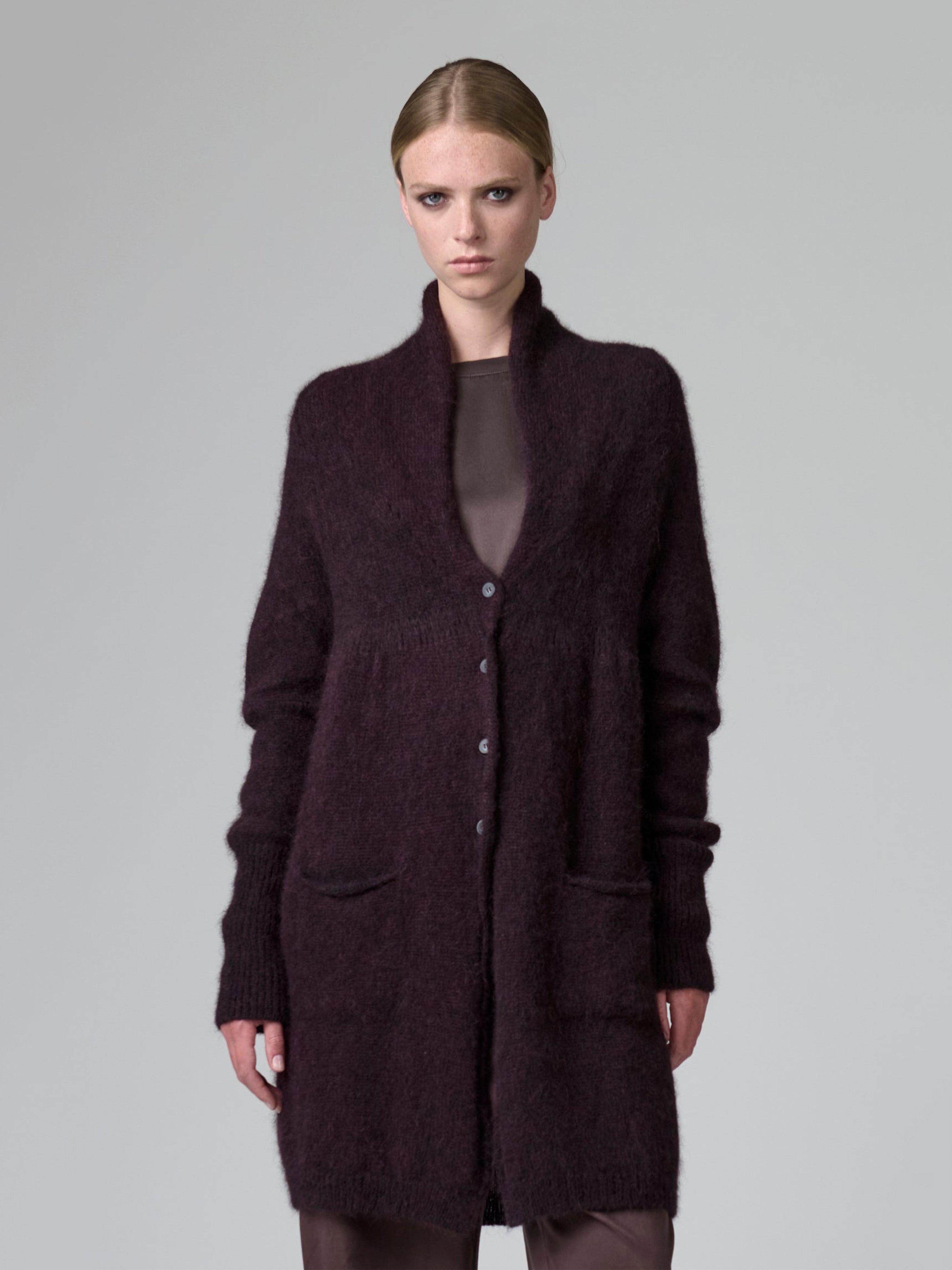 MELANGE KNIT CARDIGAN MERLOT