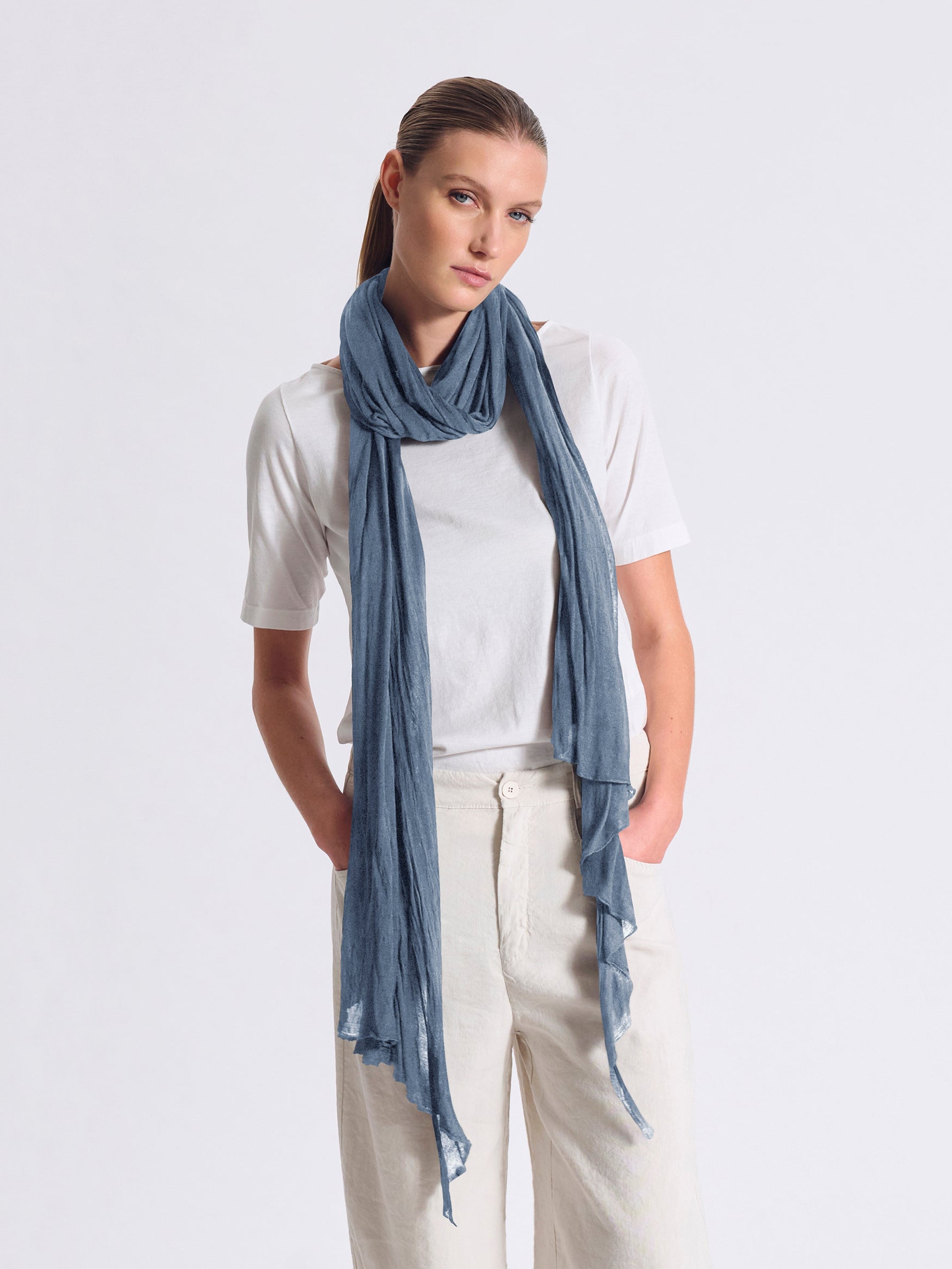 KNIT SCARF BLUE SLATE