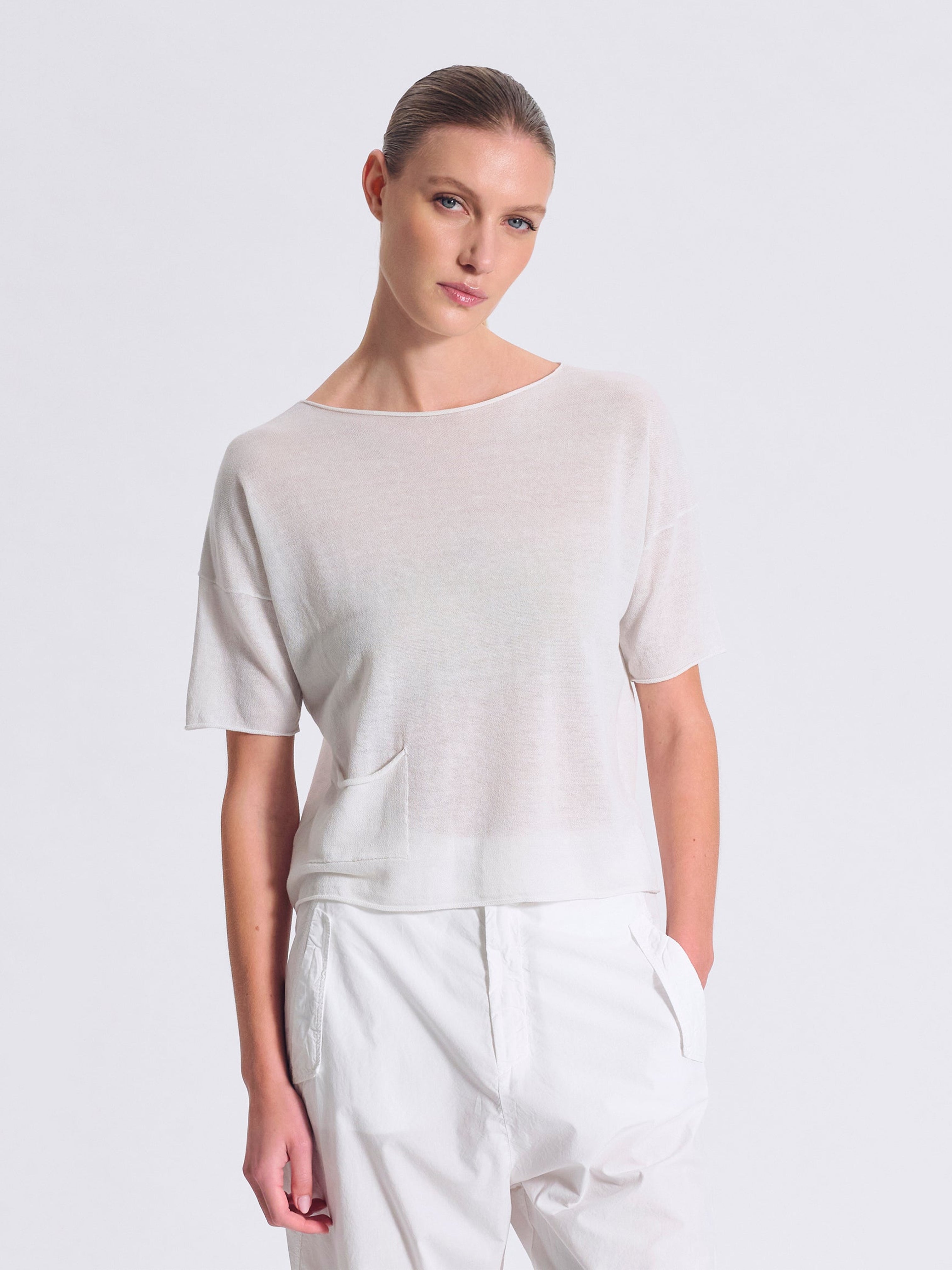 KNIT TEE CHALK