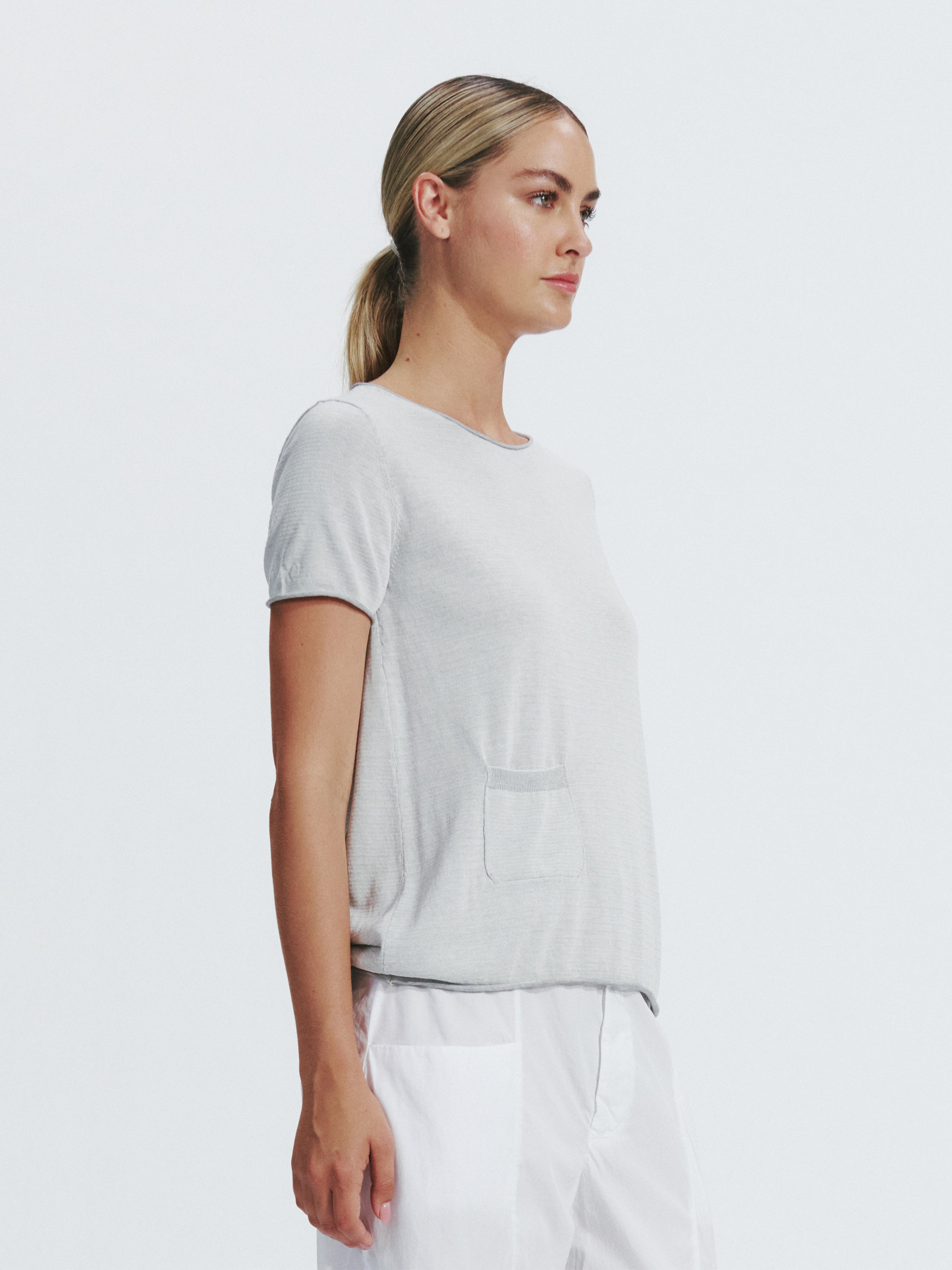 LINEN POCKET TSHIRT PEARL GREY