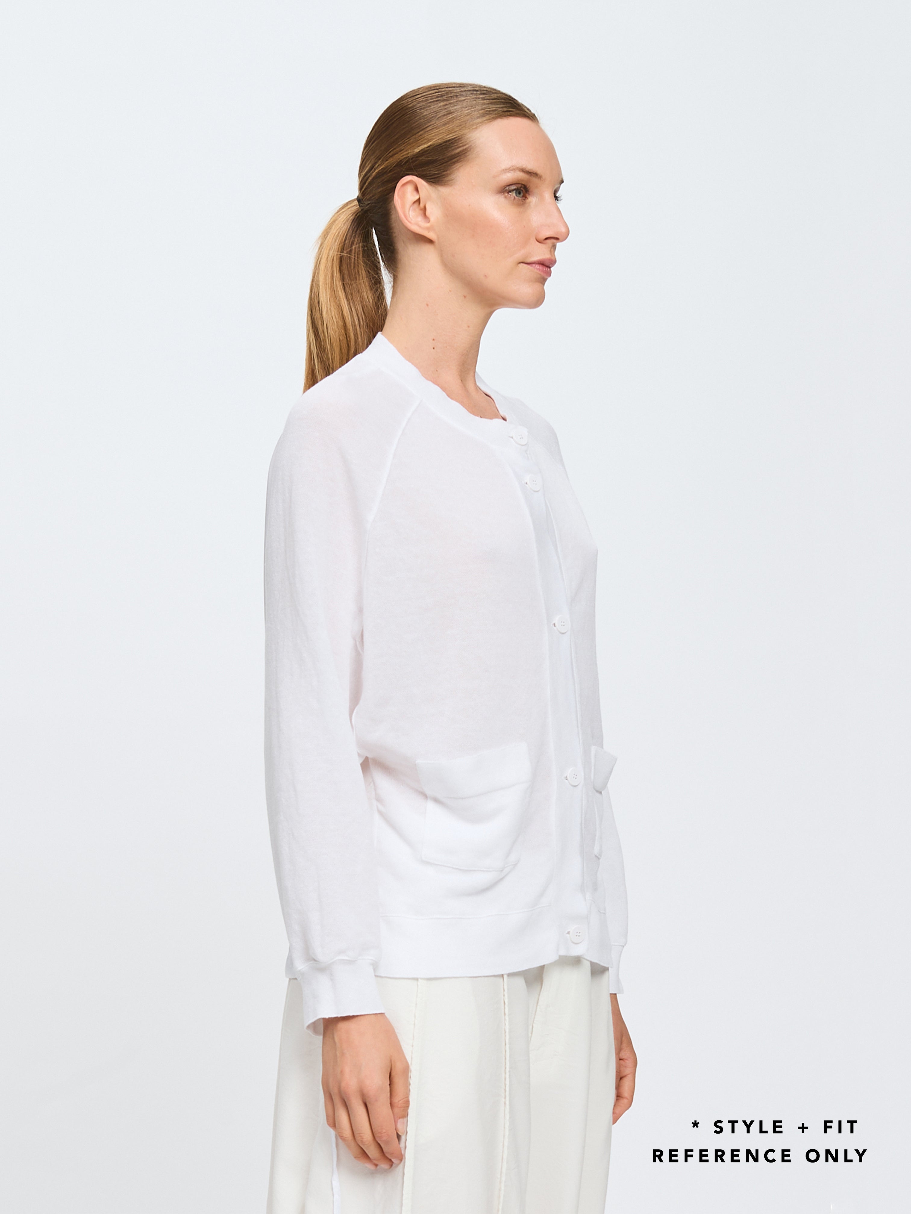 DRAWSTRING KNIT CARDIGAN CHALK