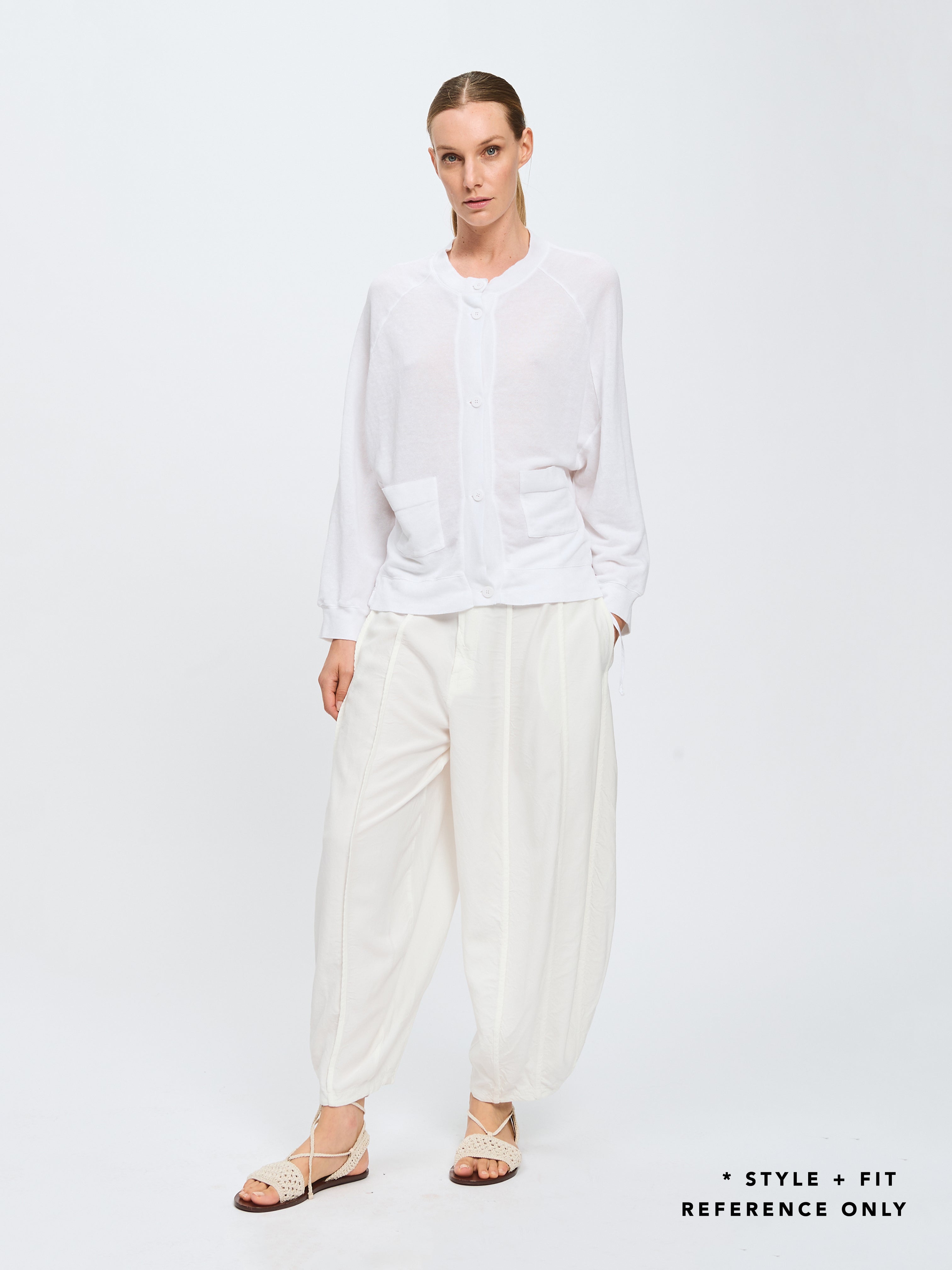 DRAWSTRING KNIT CARDIGAN CHALK