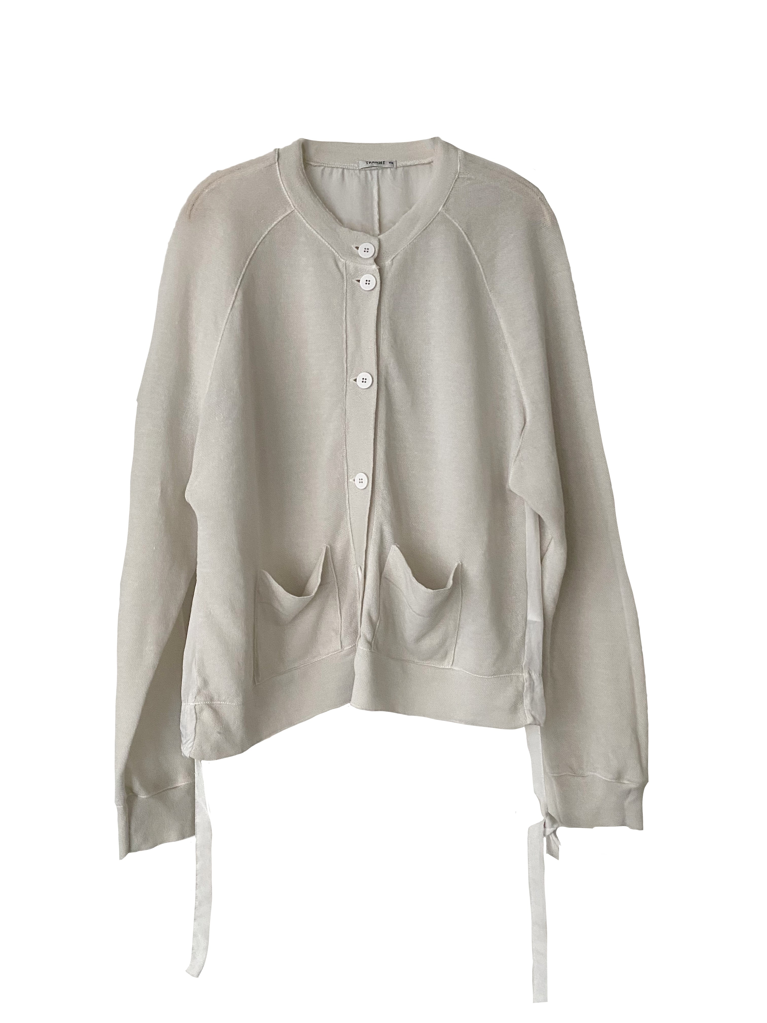 DRAWSTRING KNIT CARDIGAN CHALK