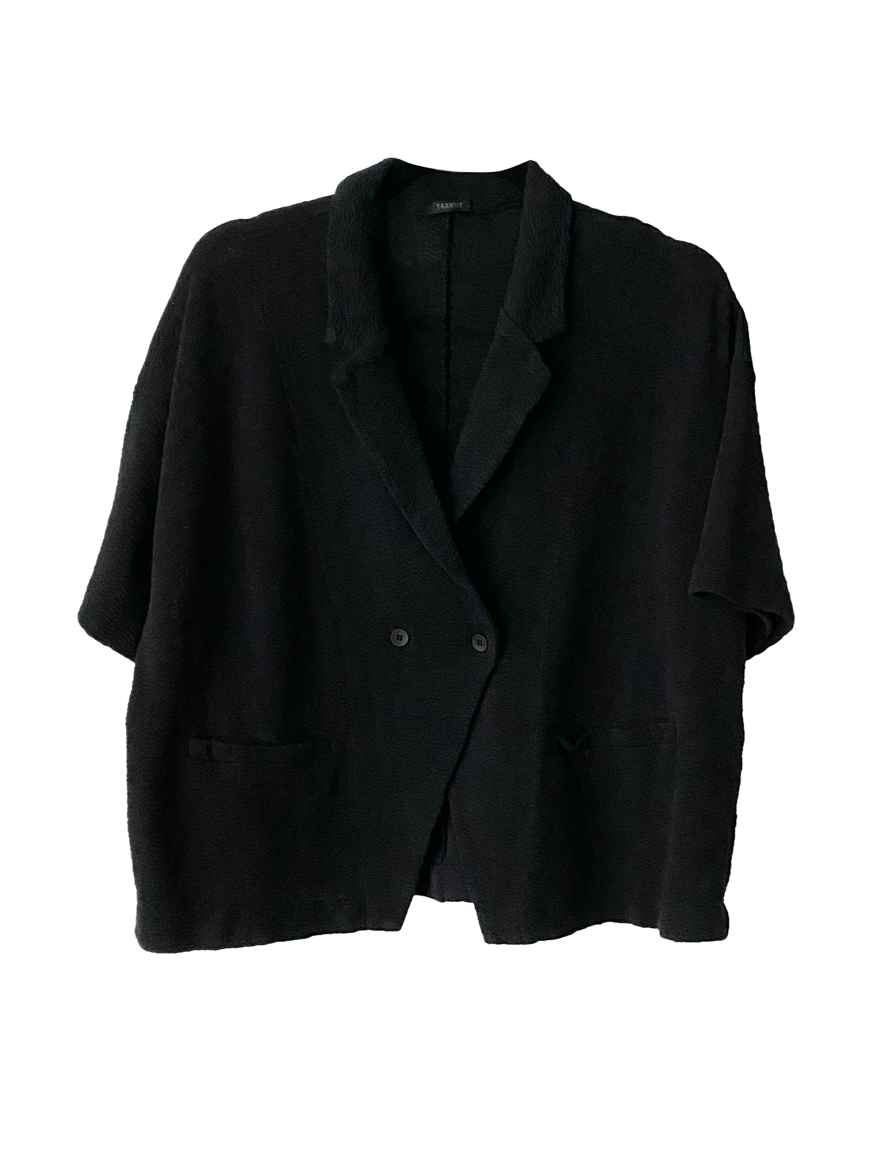 CROPPED WAVE KNIT JACKET BLACK