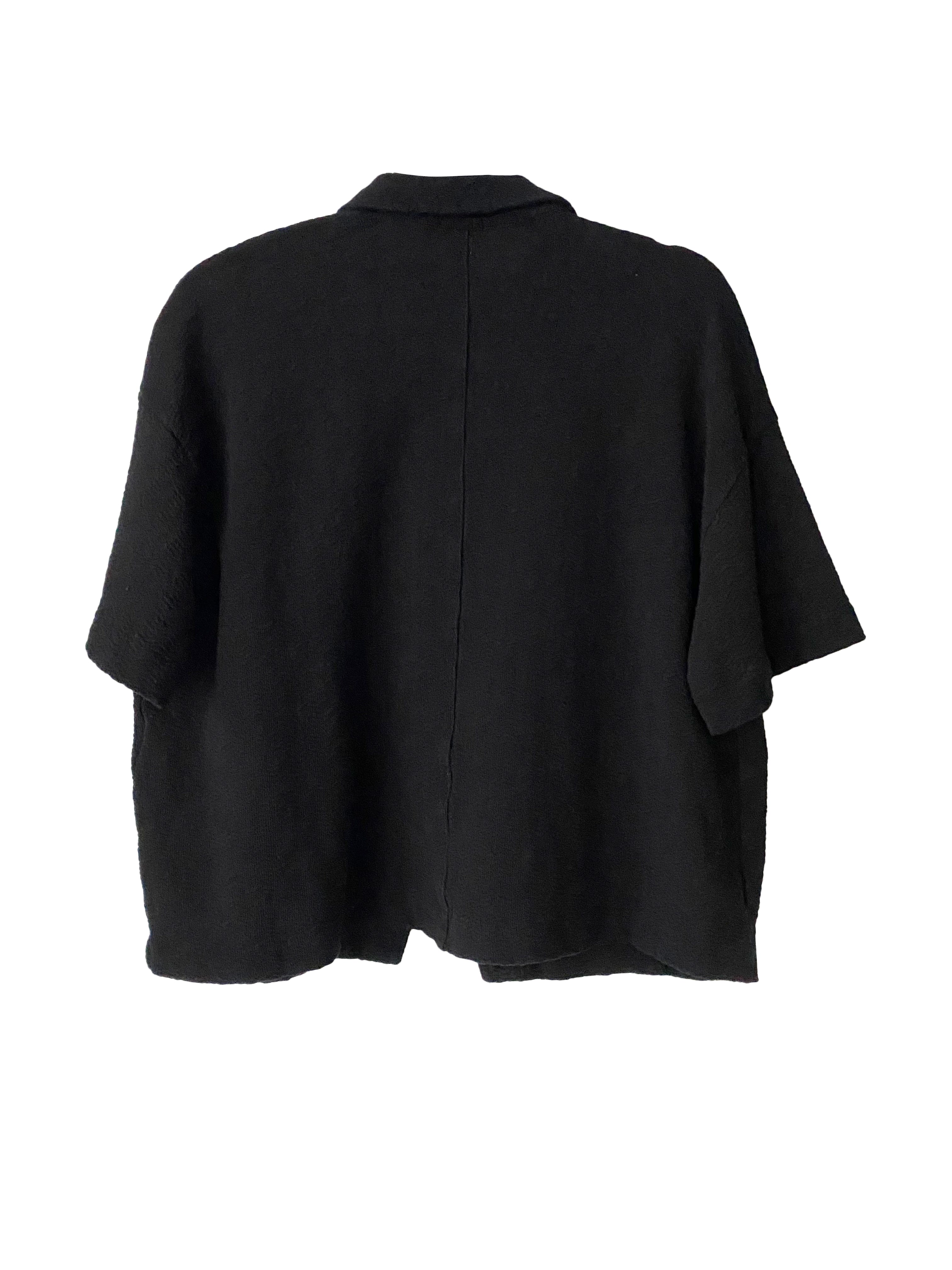 CROPPED WAVE KNIT JACKET BLACK