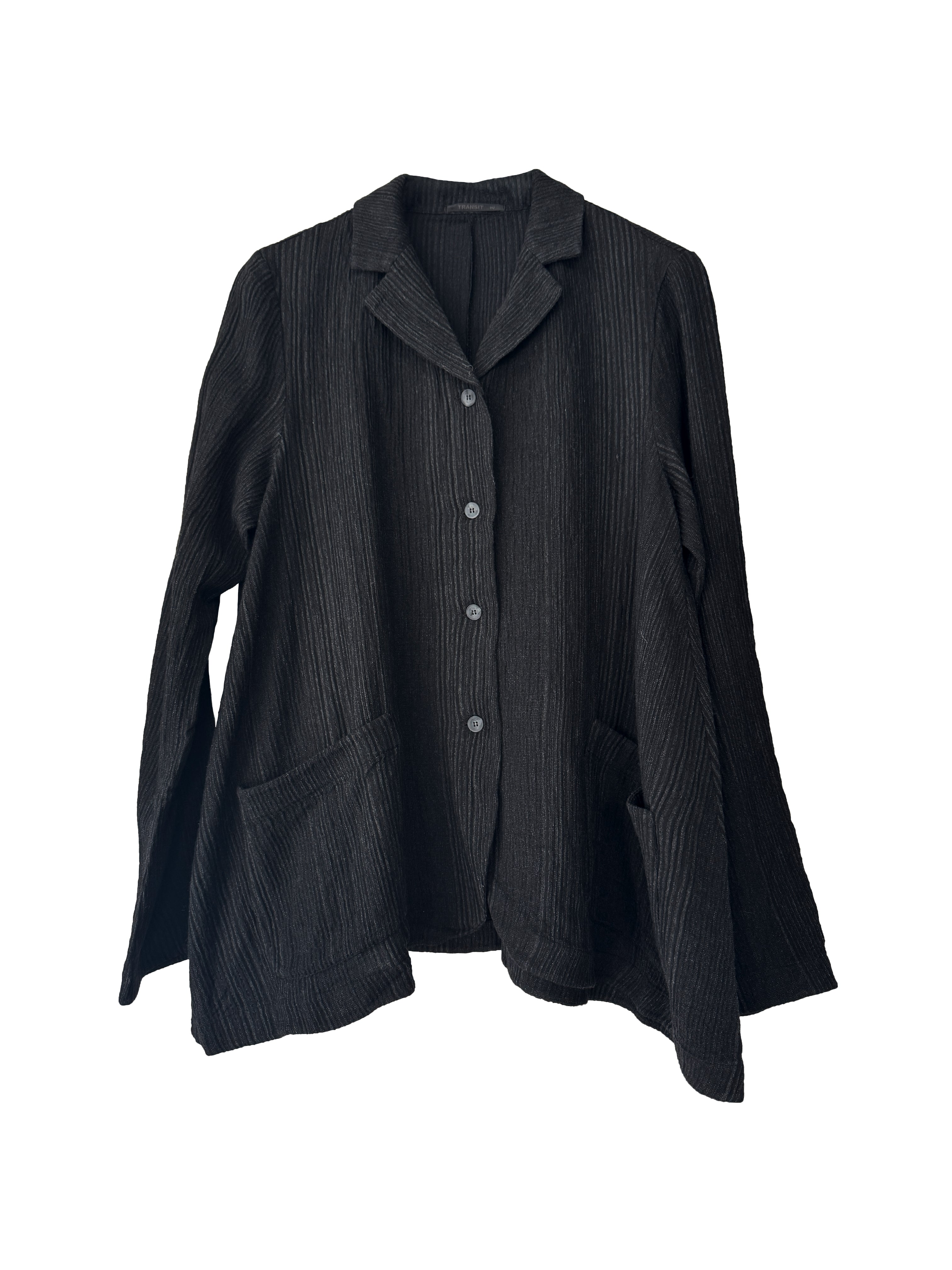 EMBOSSED PINSTRIPE JACKET BLACK