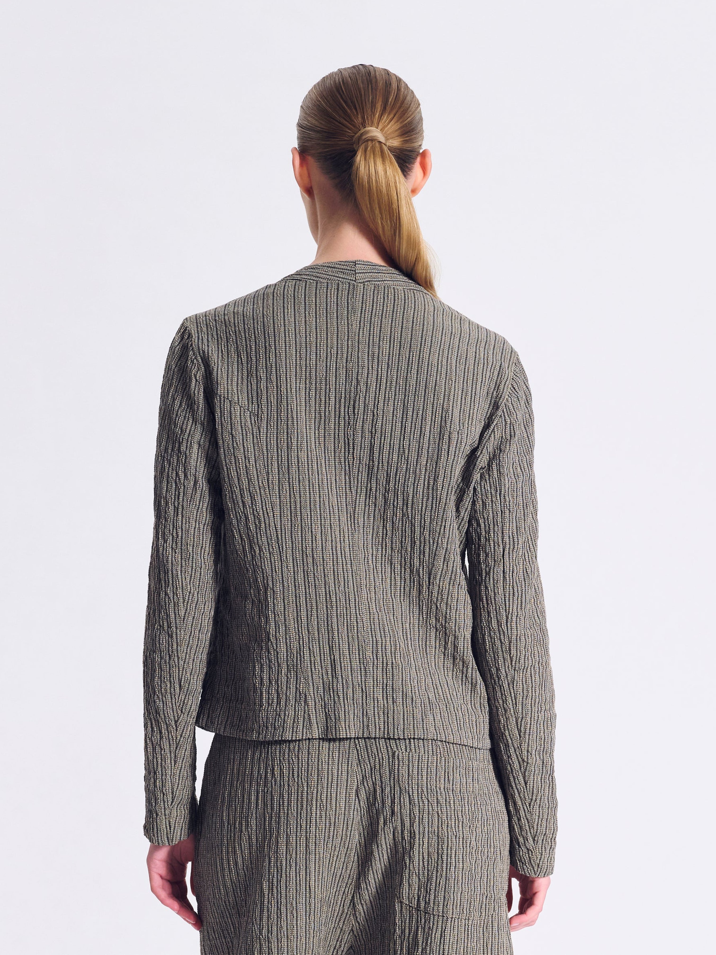 ASYMMETRIC TEXTURED JACKET TAUPE