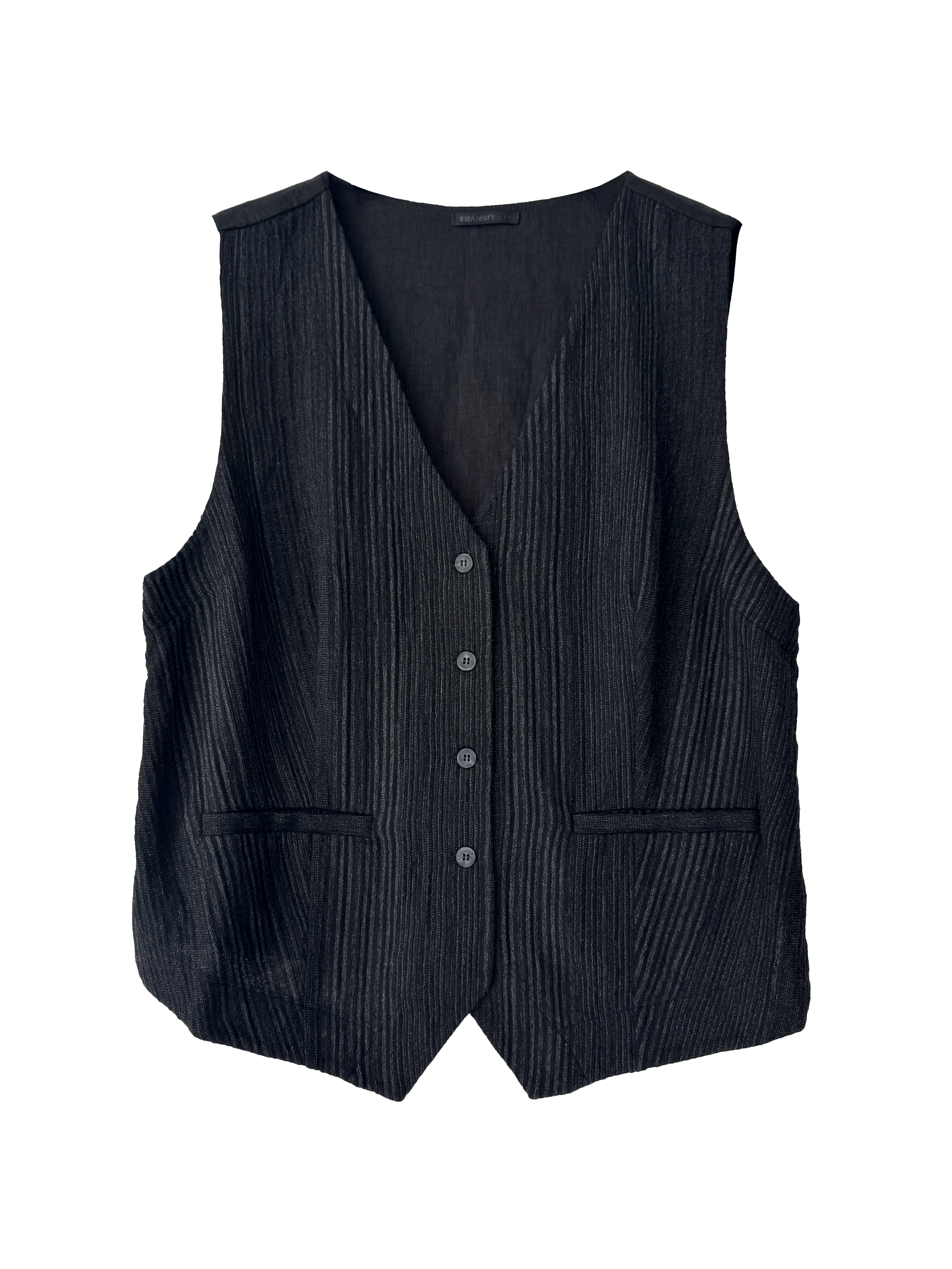 EMBOSSED PINSTRIPE VEST BLACK