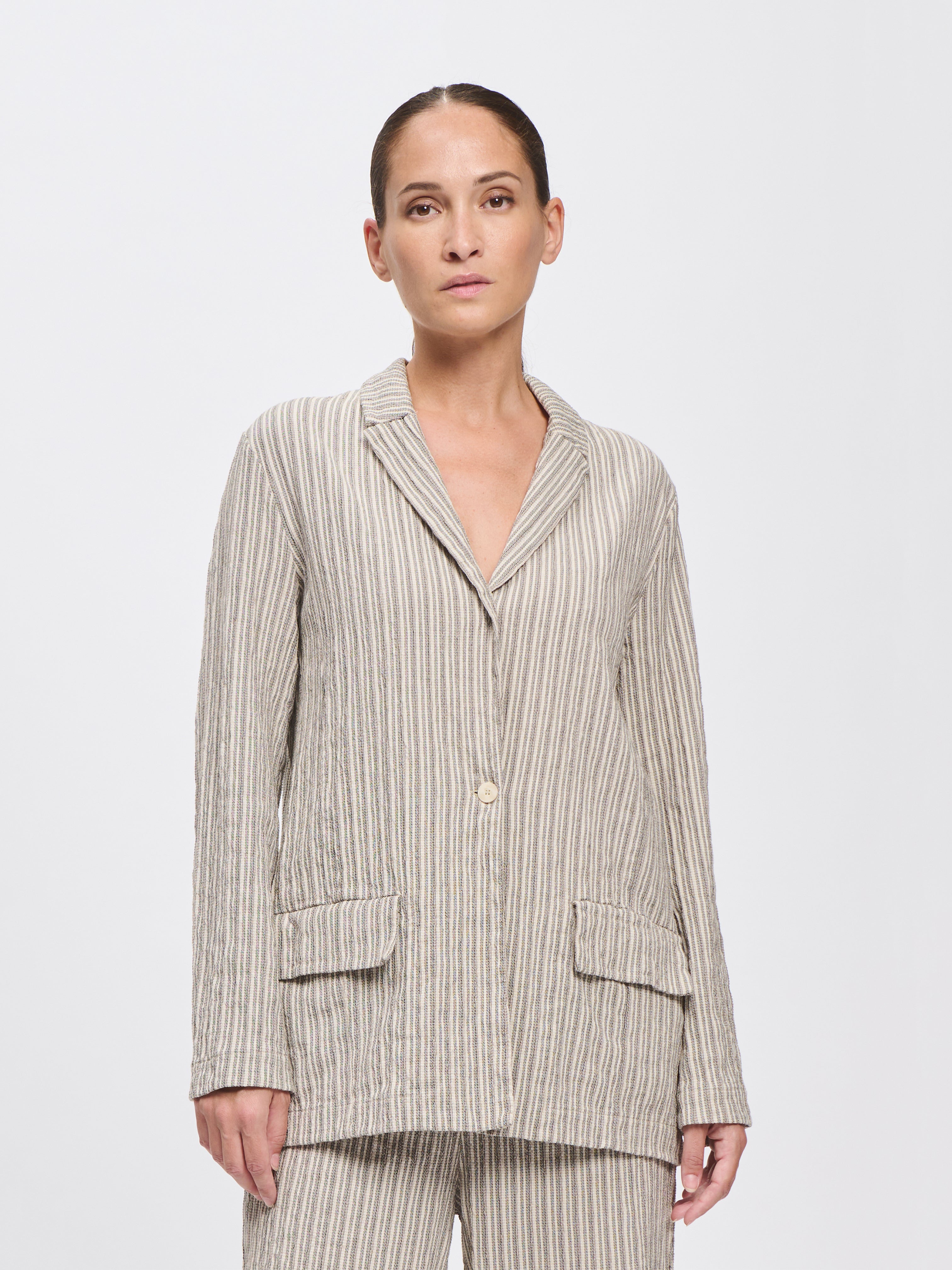 TEXTURED JACKET GREY STRIPE