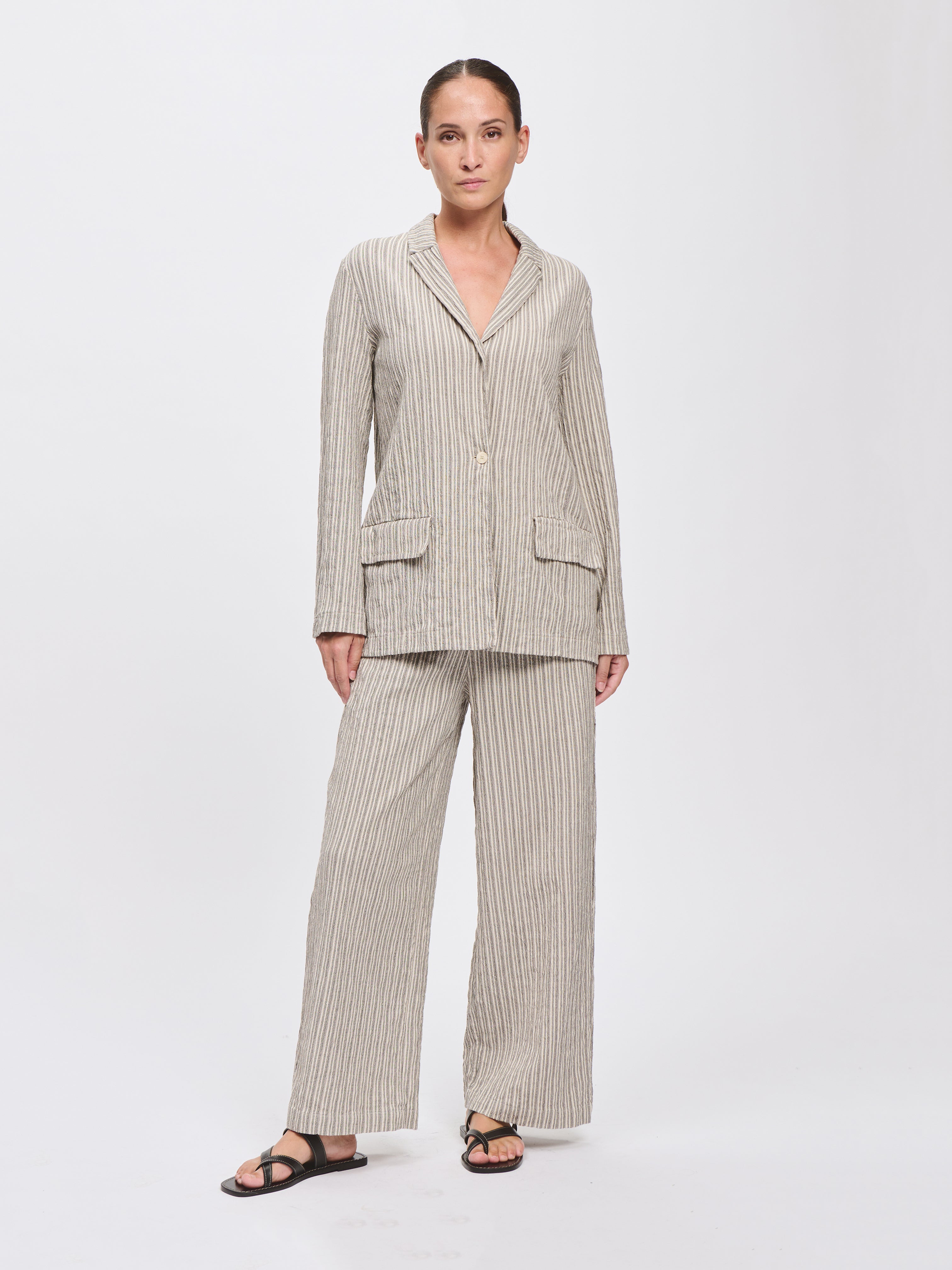 TEXTURED JACKET GREY STRIPE