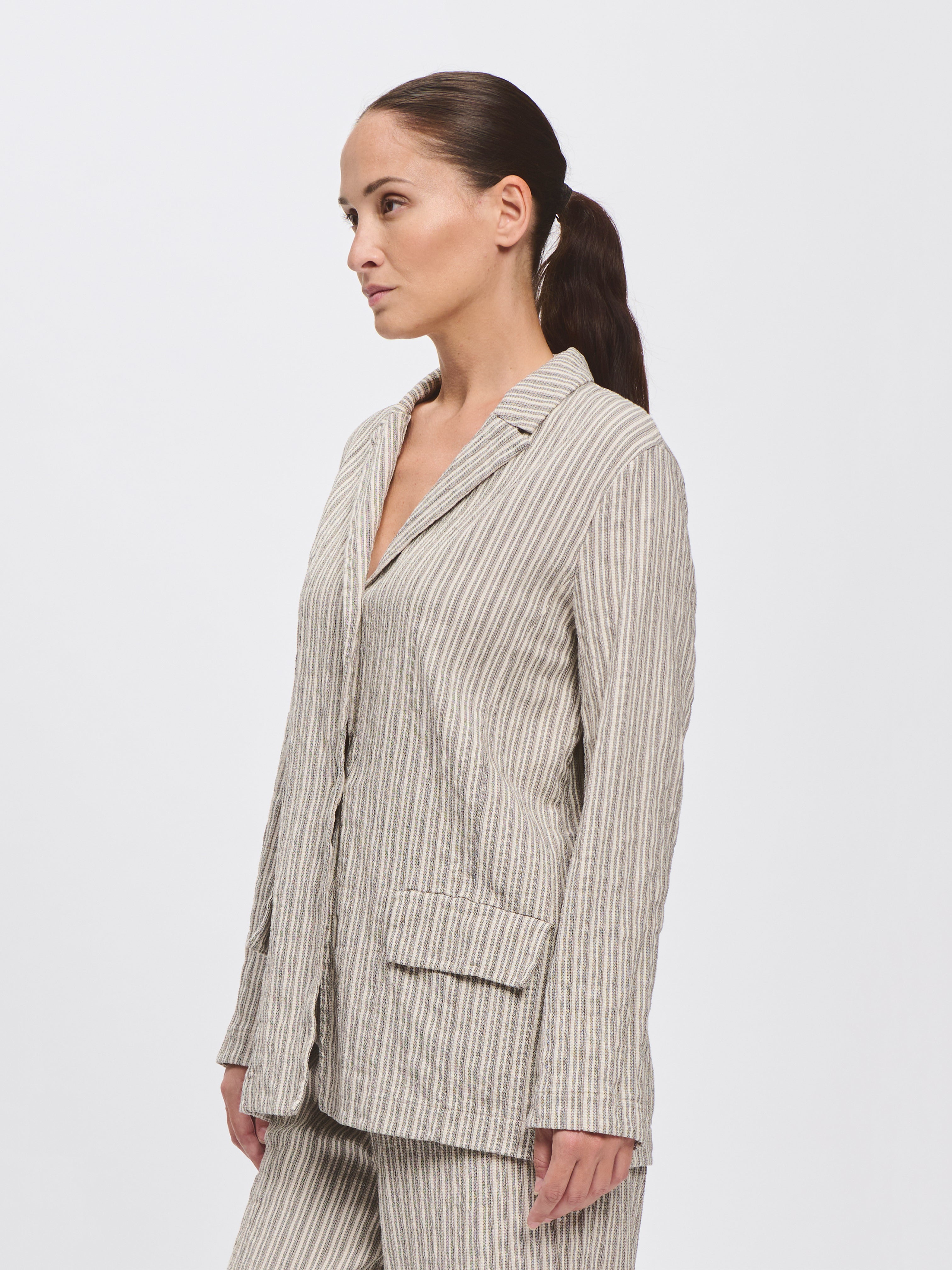 TEXTURED JACKET GREY STRIPE