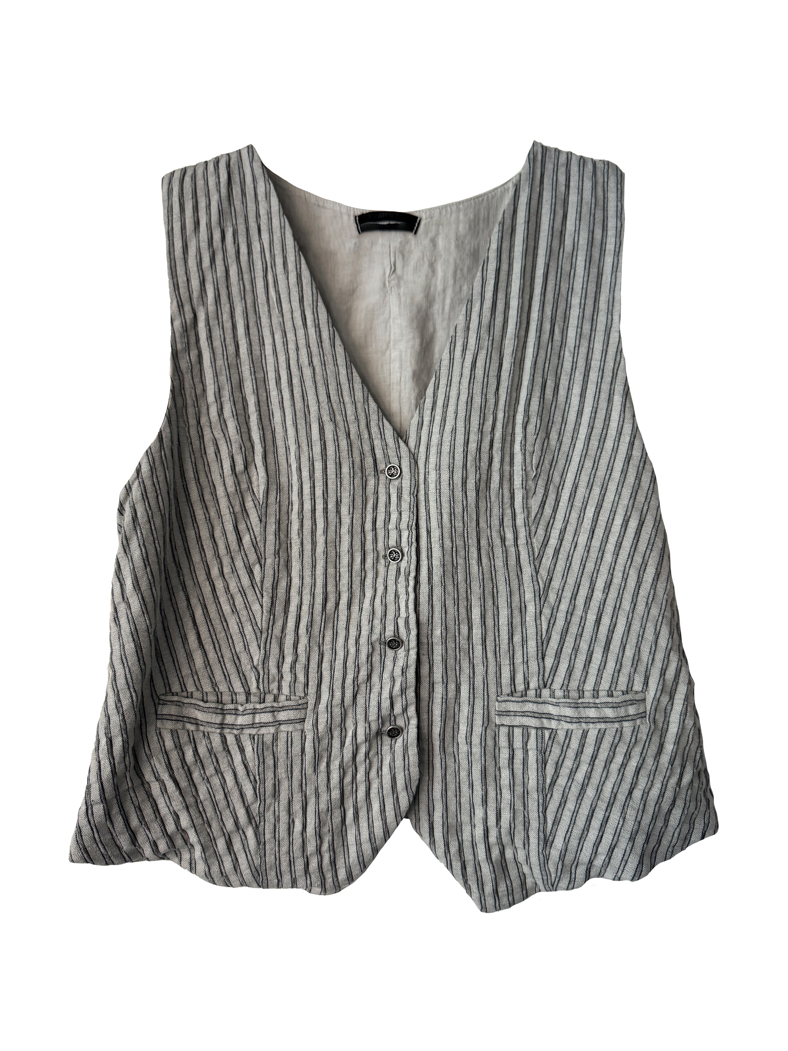 TEXTURED WAISTCOAT PEARL GREY