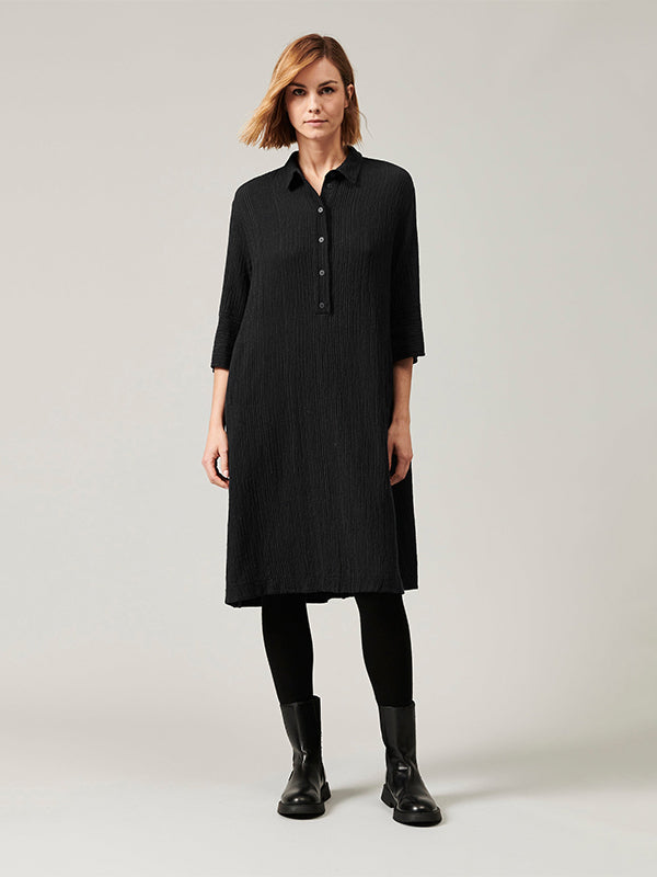 EMBOSSED PINSTRIPE DRESS BLACK