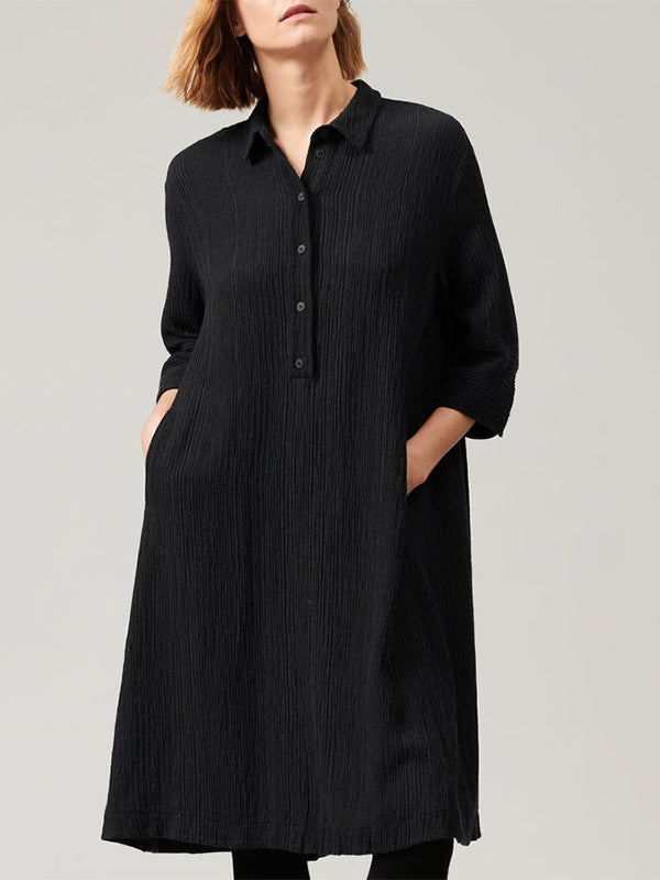 EMBOSSED PINSTRIPE DRESS BLACK