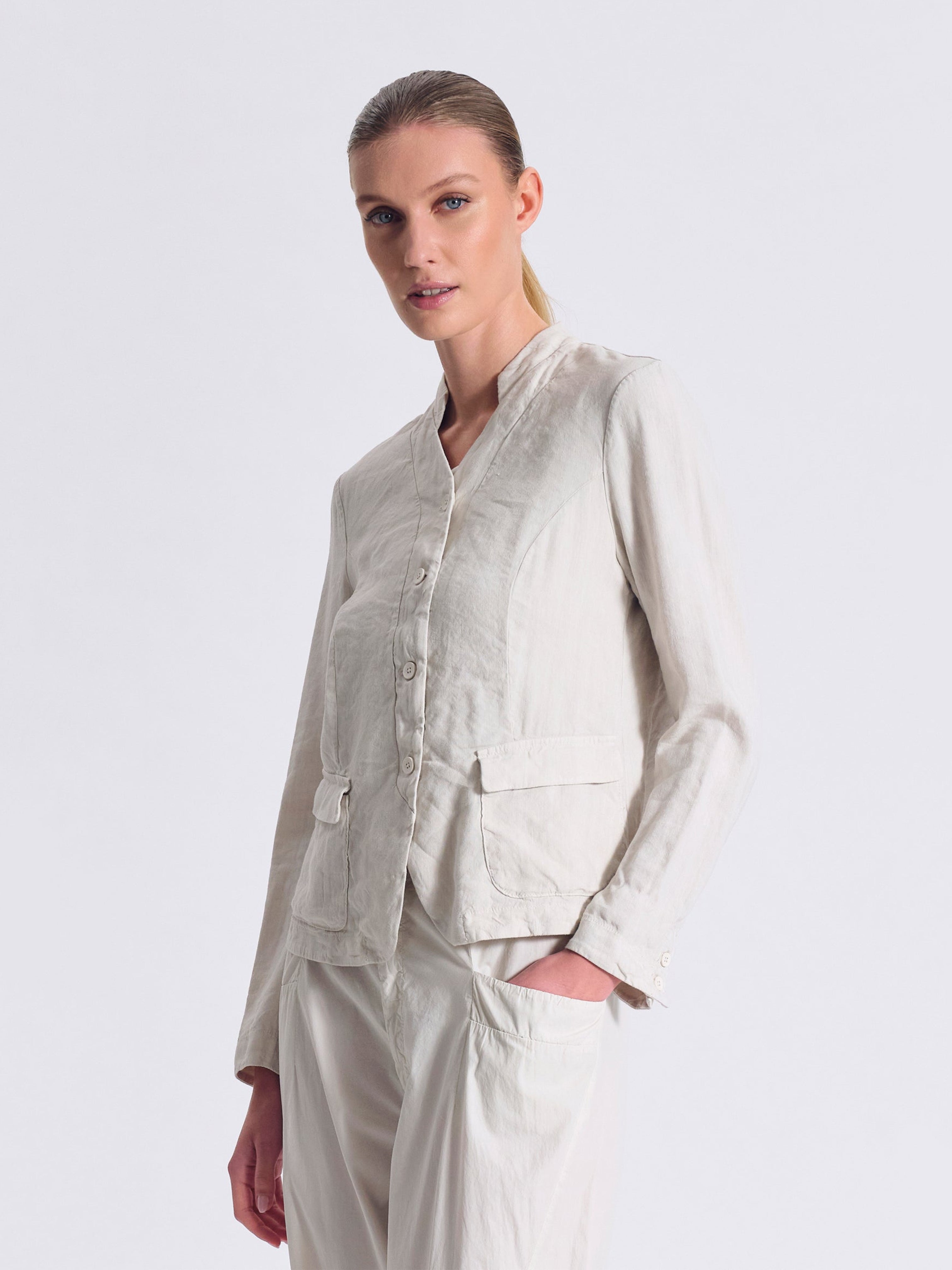 LINEN BLEND JACKET CHALK