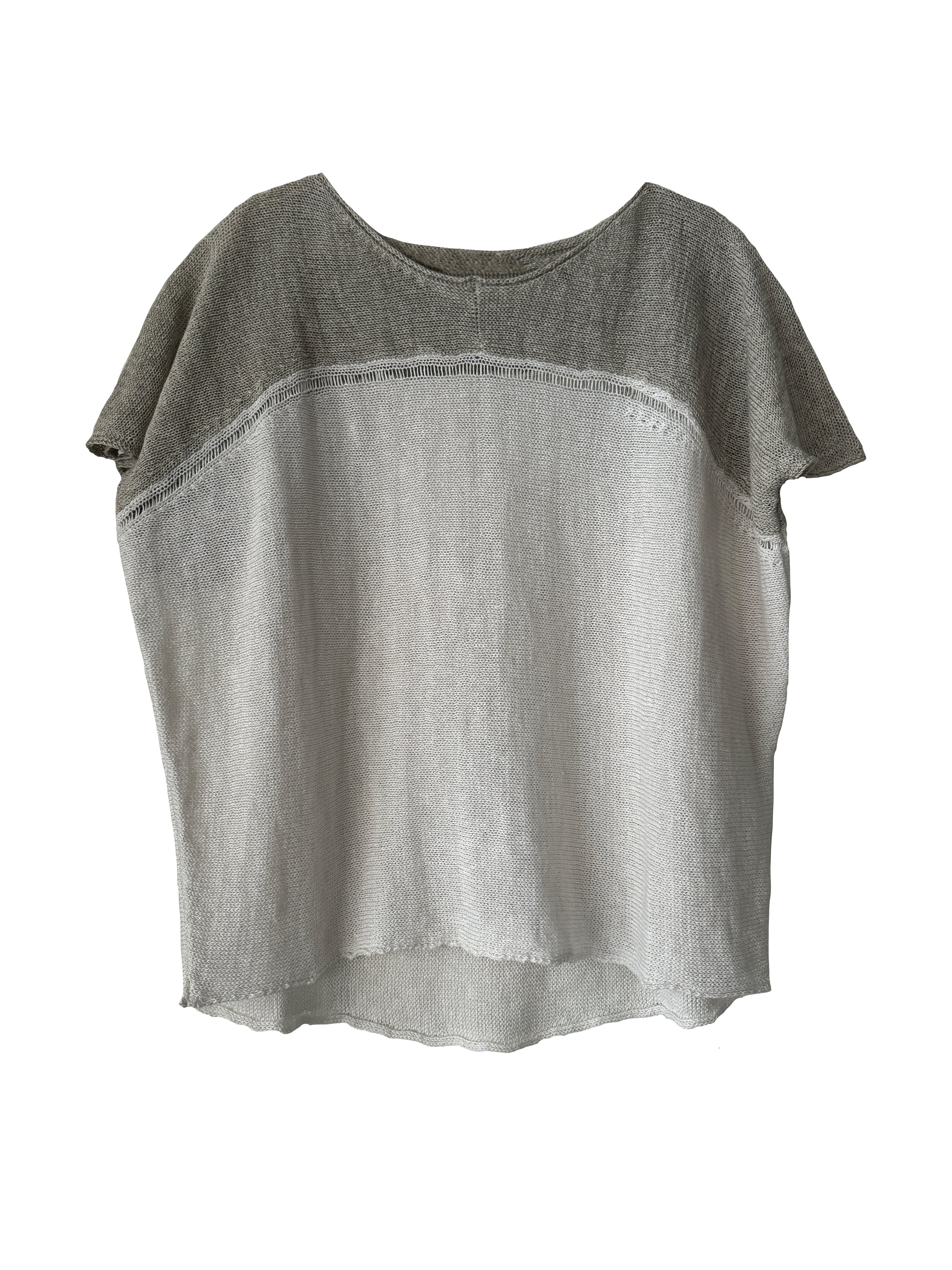 CONTRAST KNIT TOP PEARL GREY