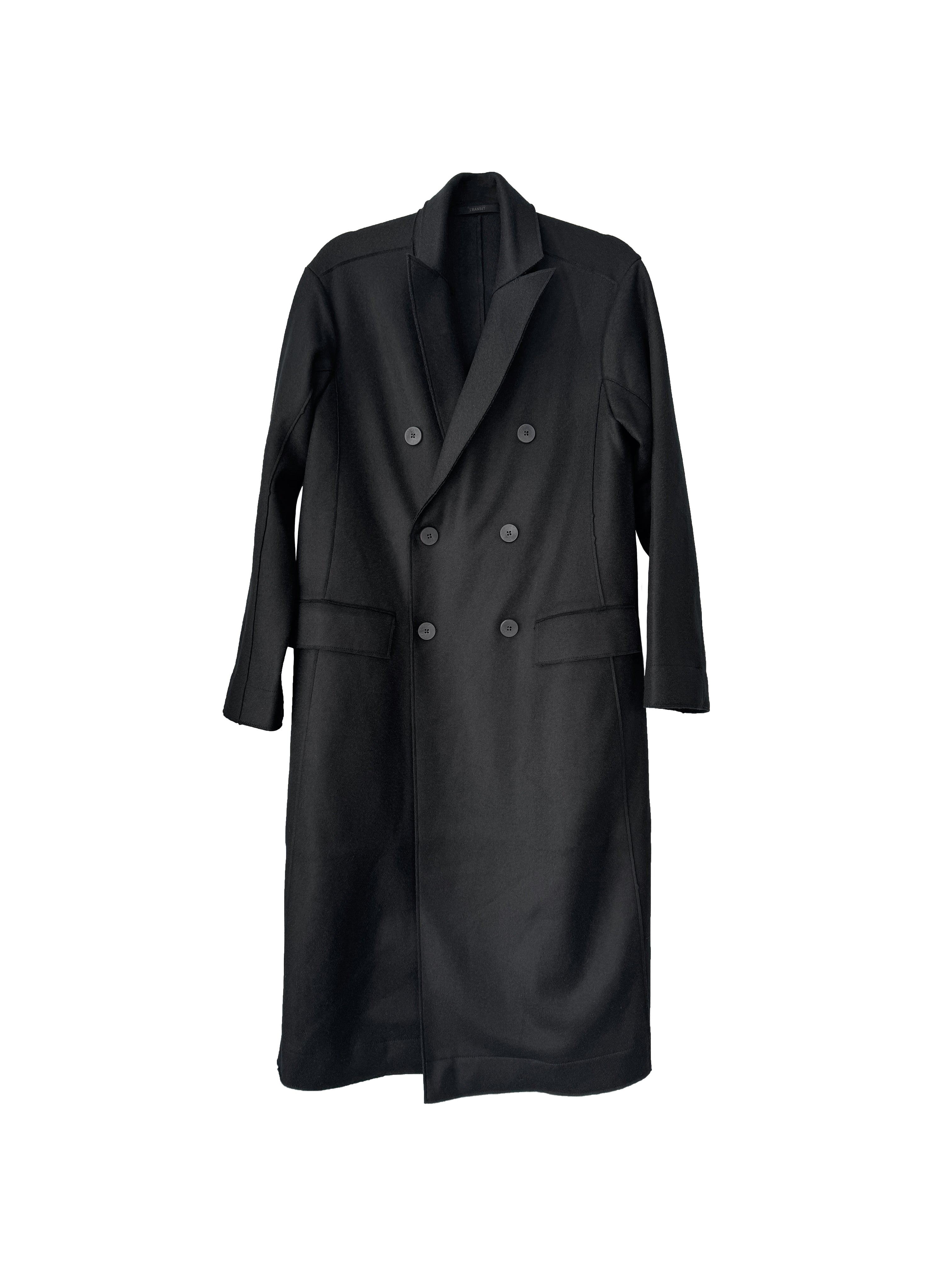 DOUBLE BREASTED WOOL COAT BLACK