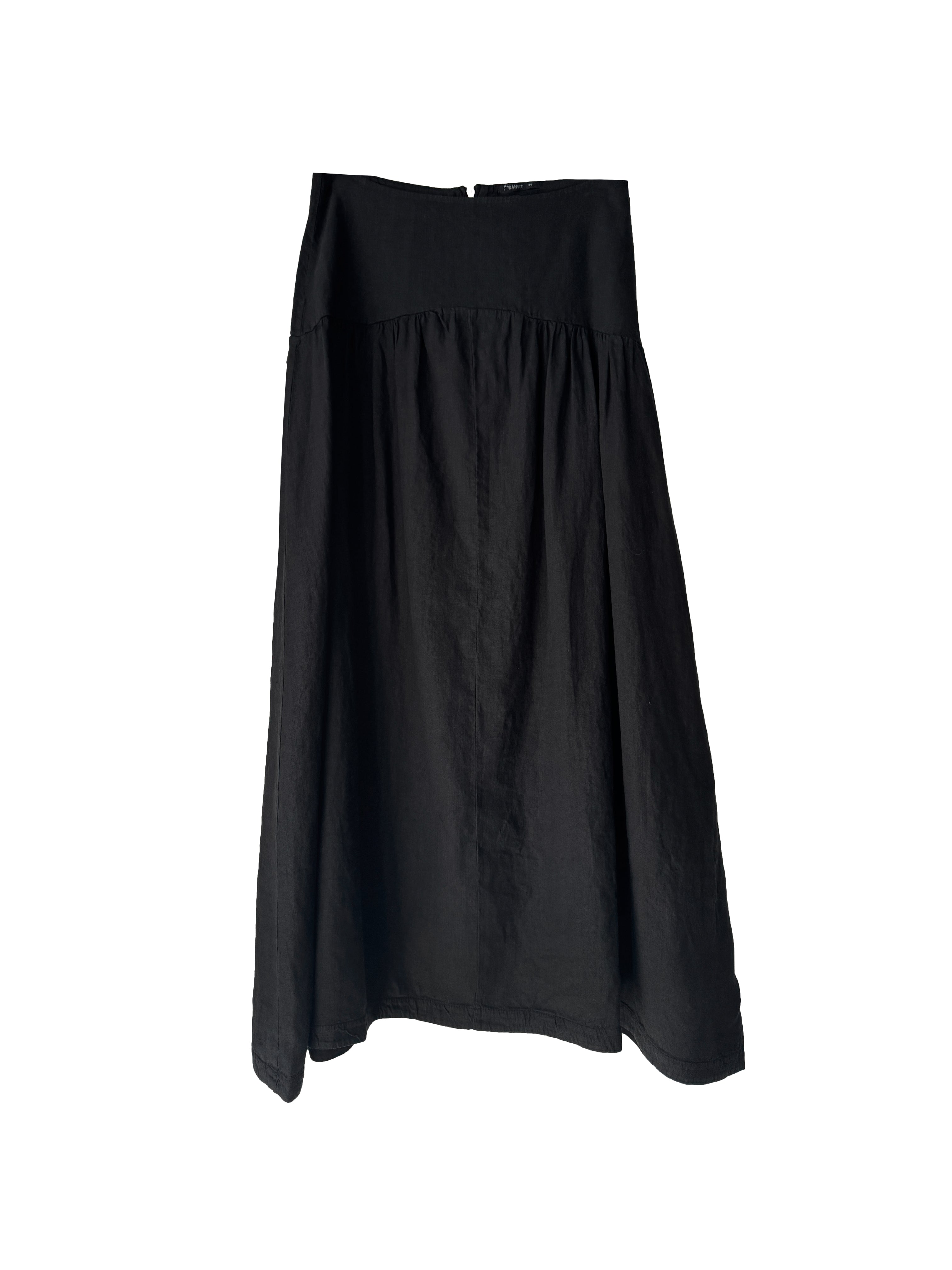 LINEN MAXI SKIRT BLACK