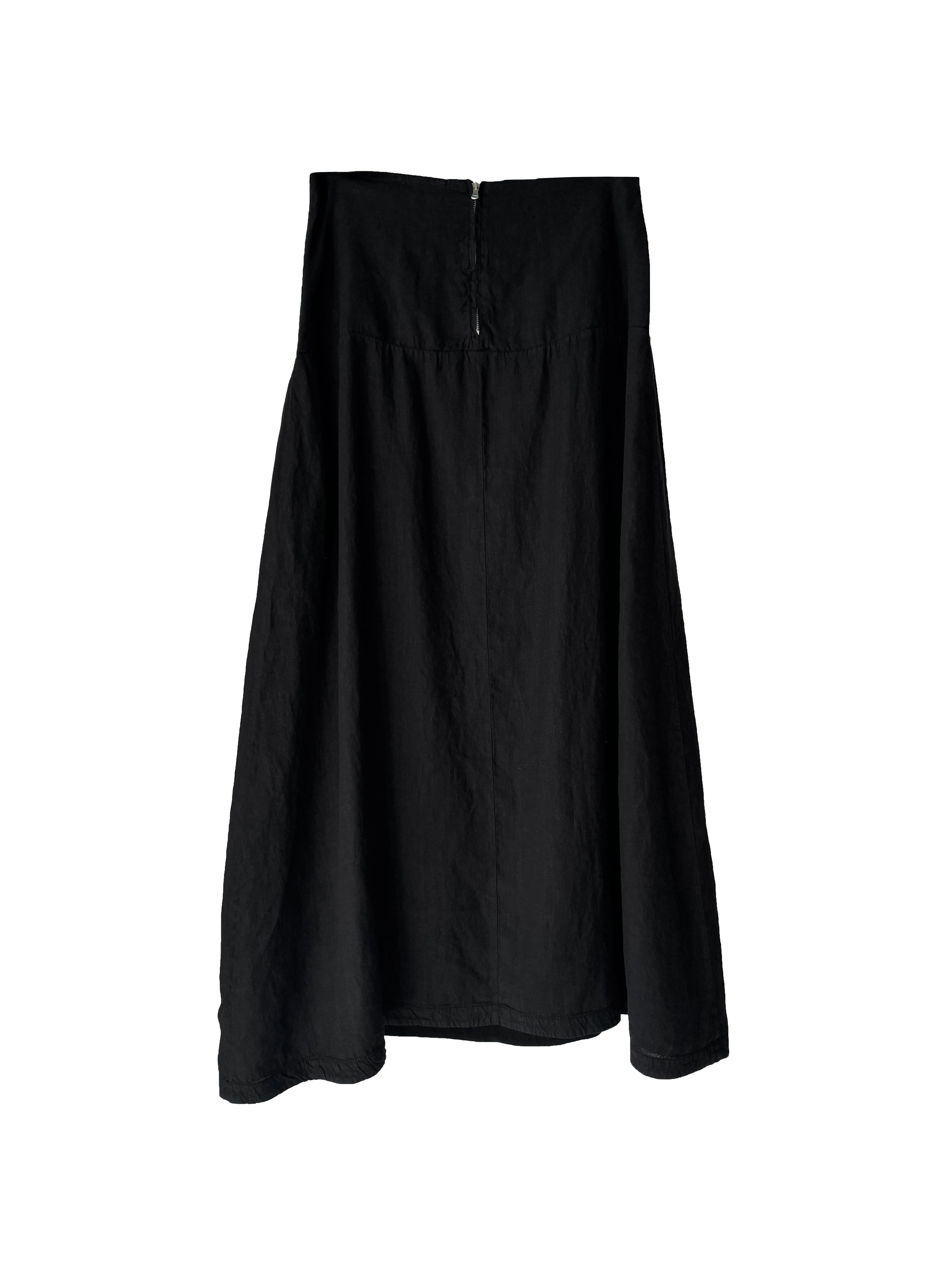 LINEN MAXI SKIRT BLACK