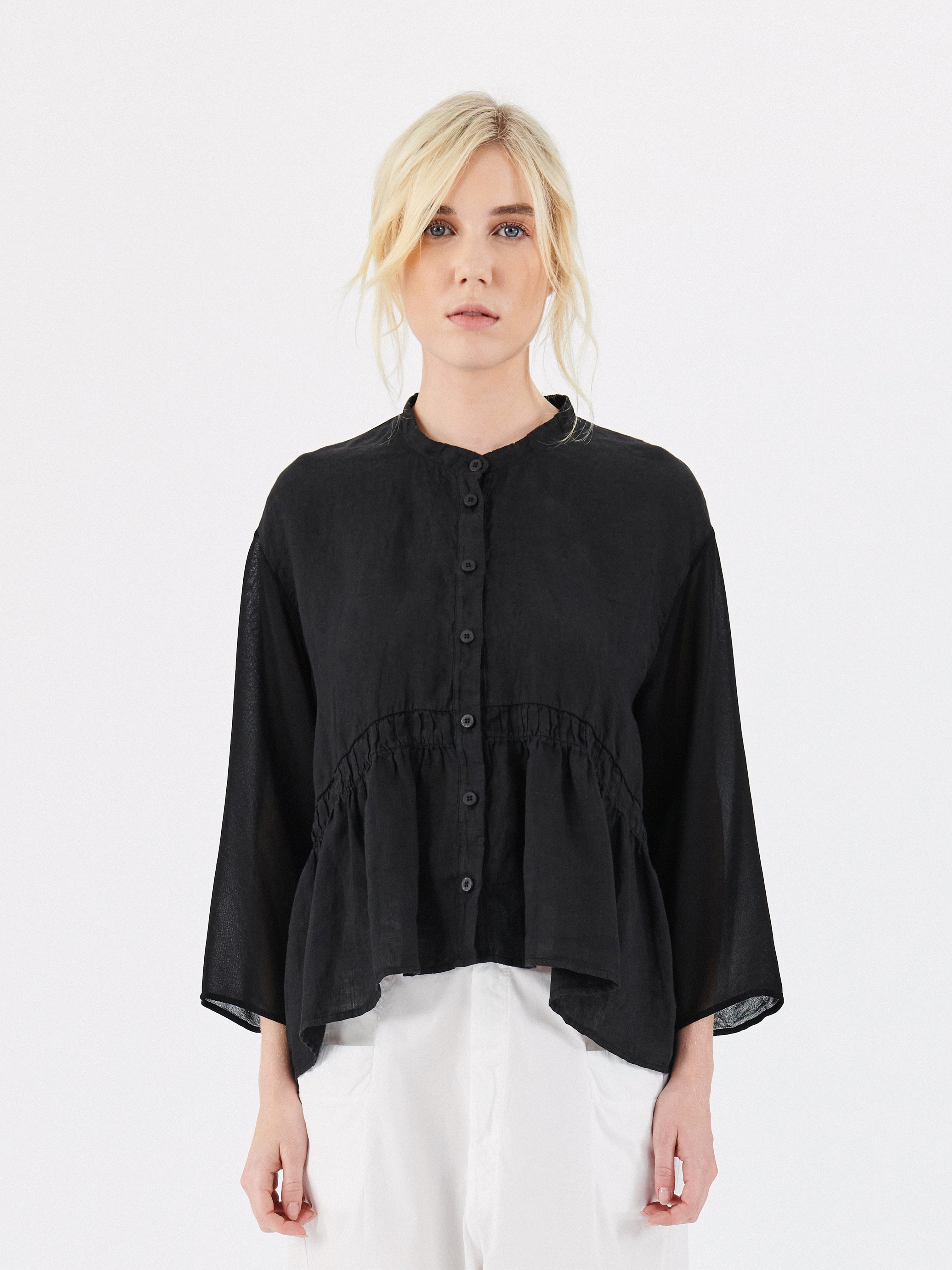 LINEN BLOUSE BLACK