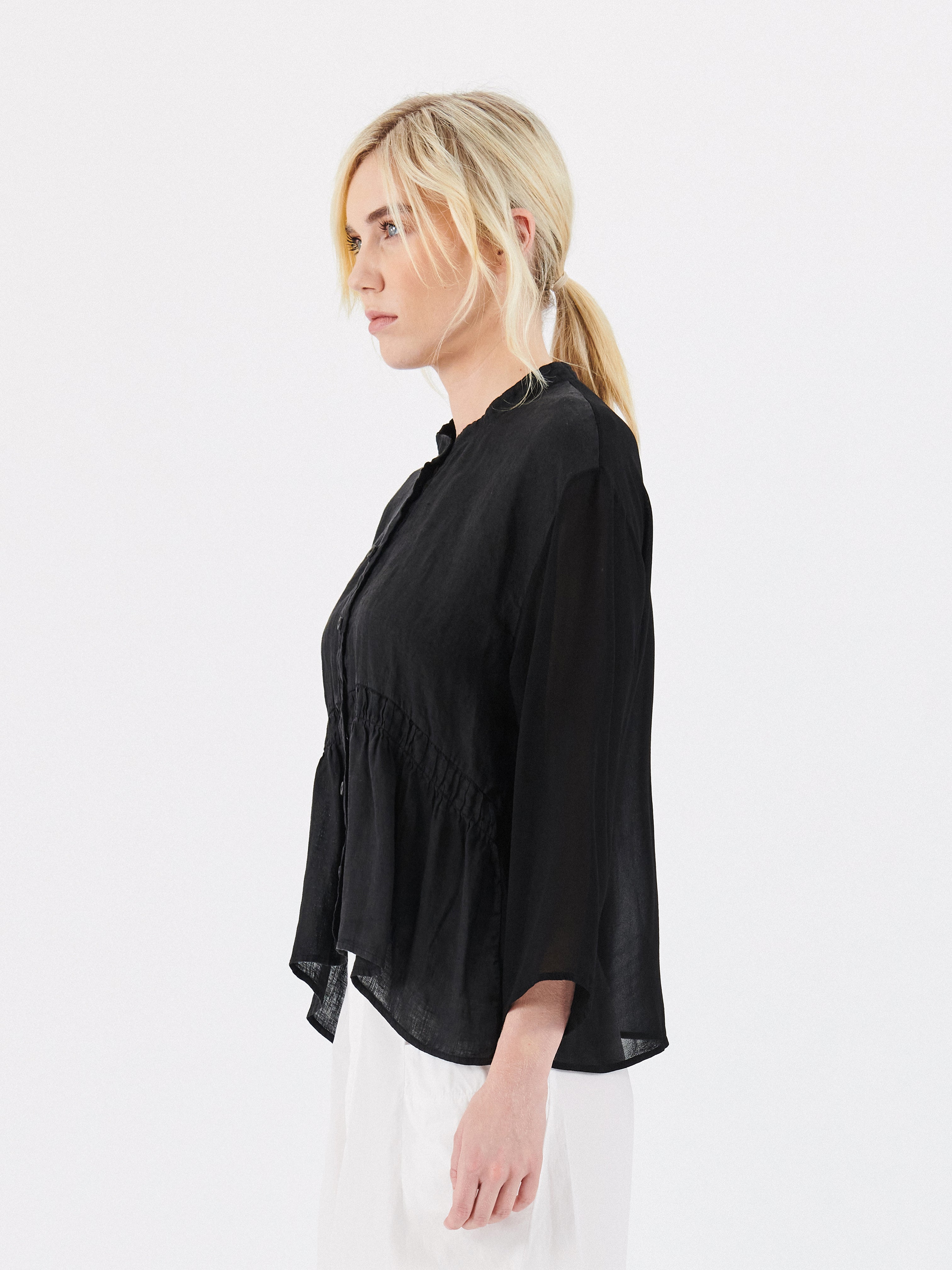 LINEN BLOUSE BLACK