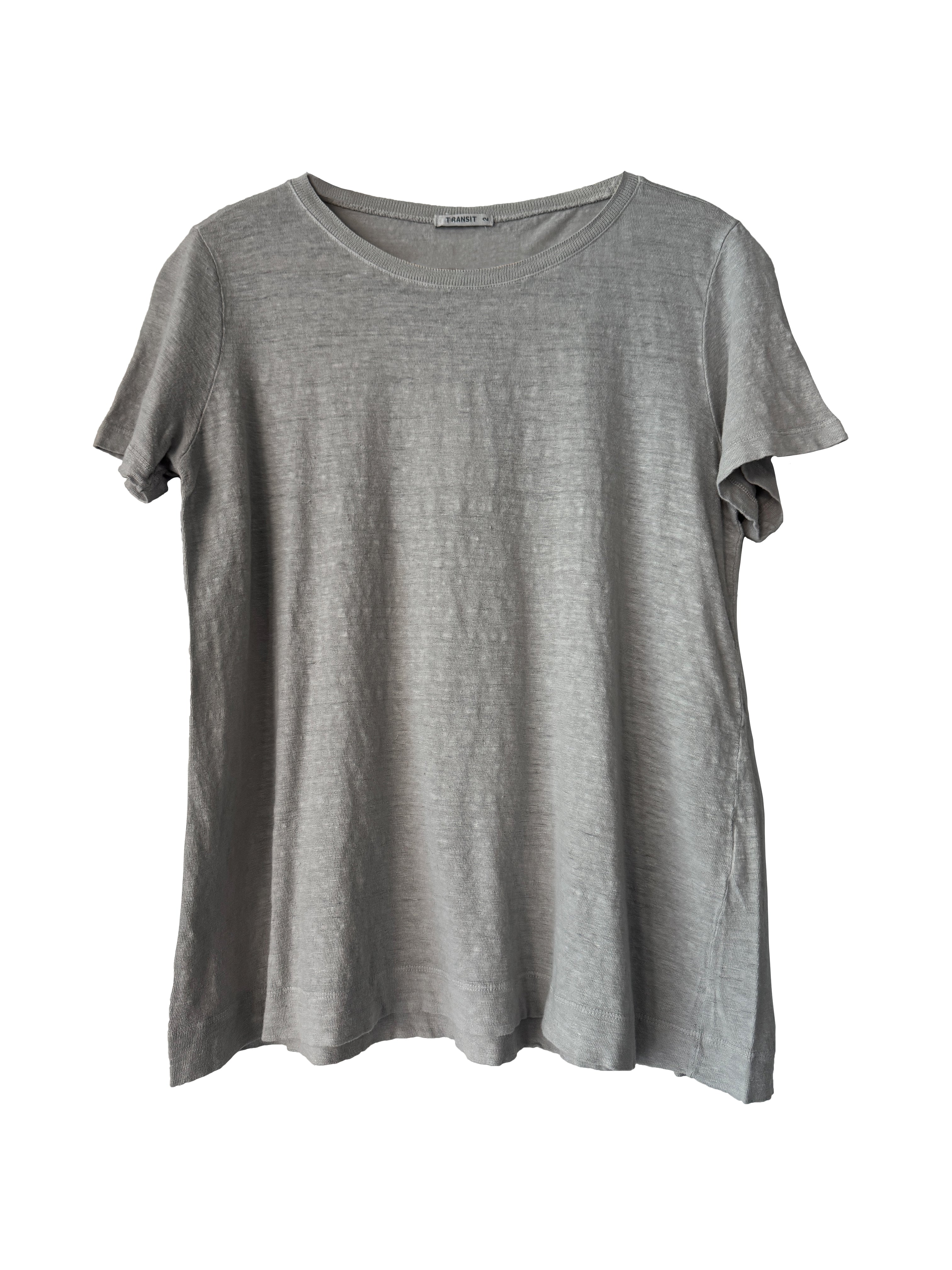 LINEN TEE PEARL GREY