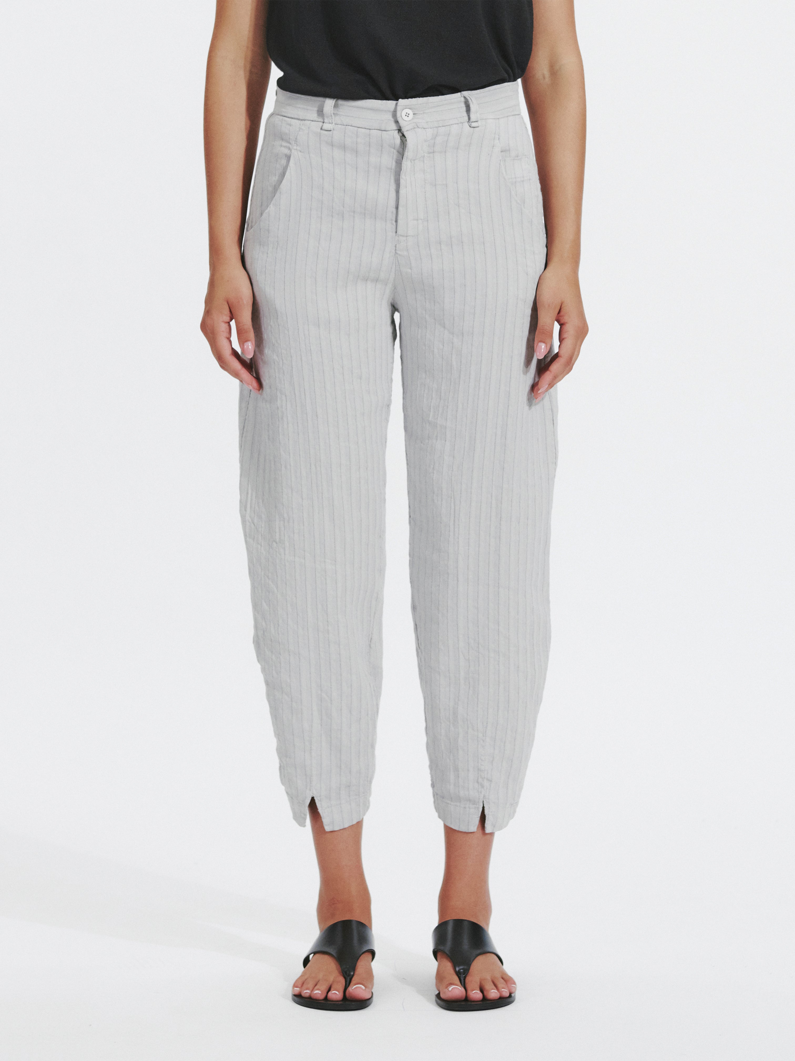 PINSTRIPE SIGNATURE PANT PEARL GREY