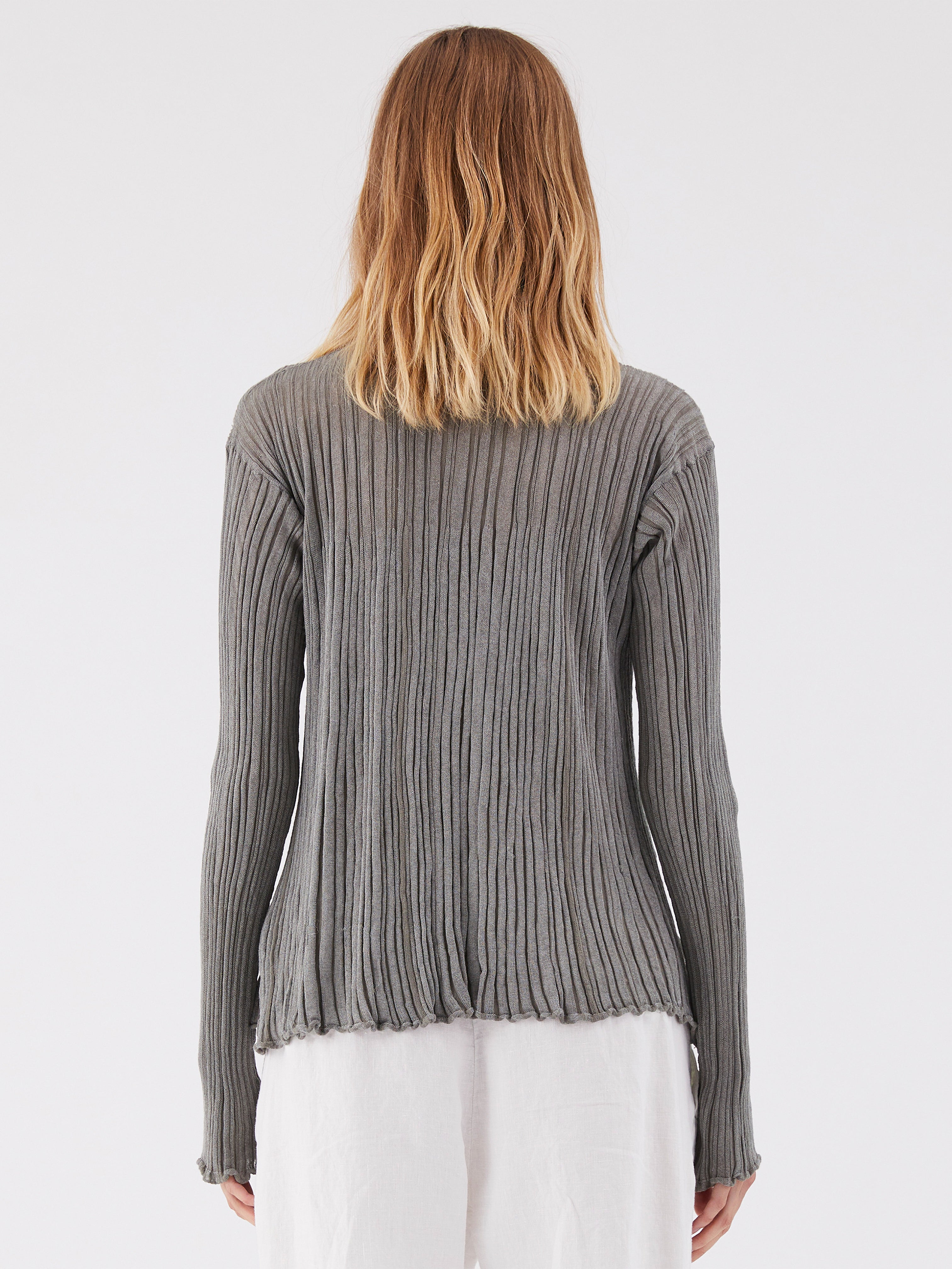 PLISSED KNIT CARDIGAN GREY