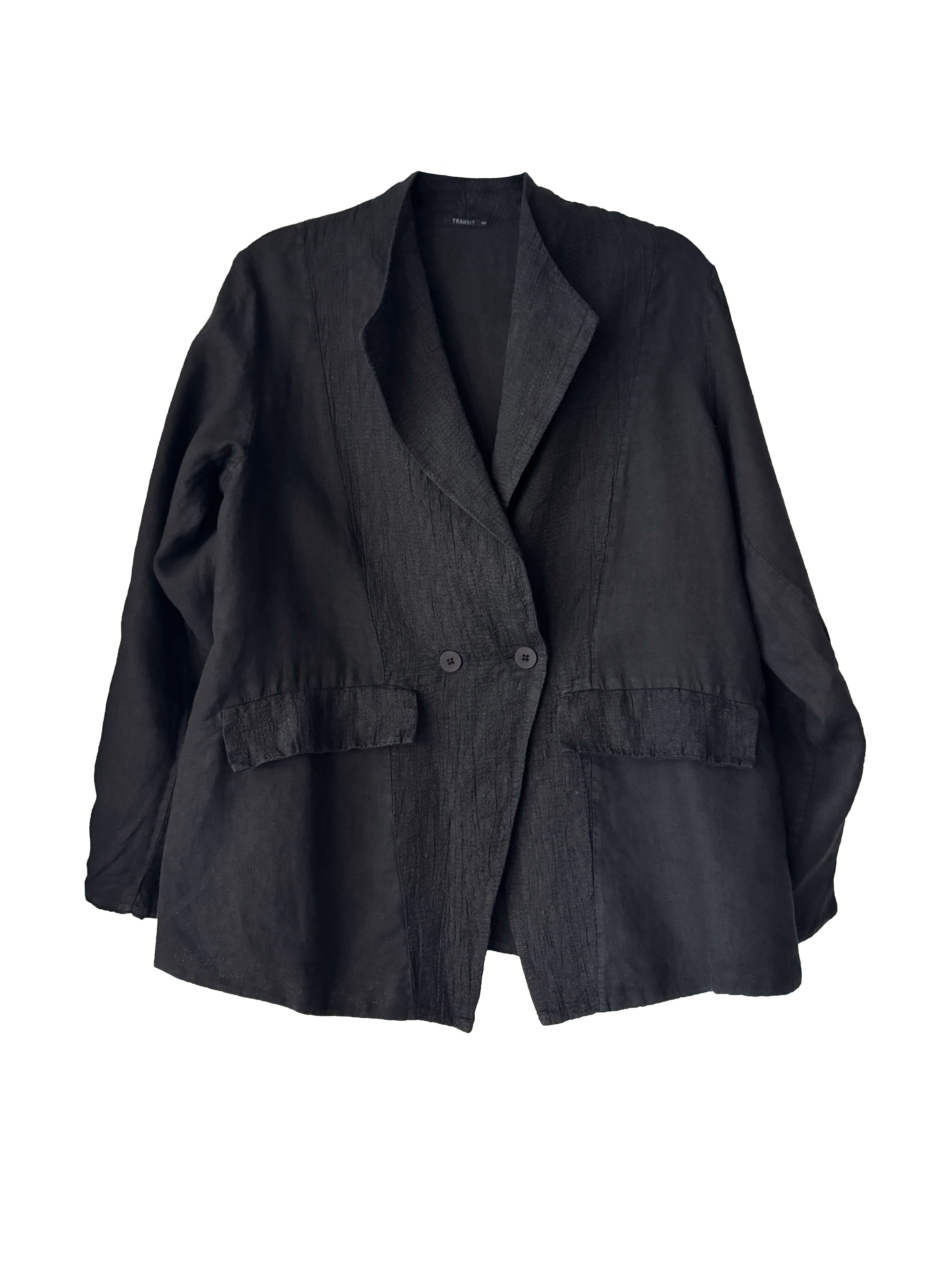 TEXTURAL LINEN JACKET BLACK