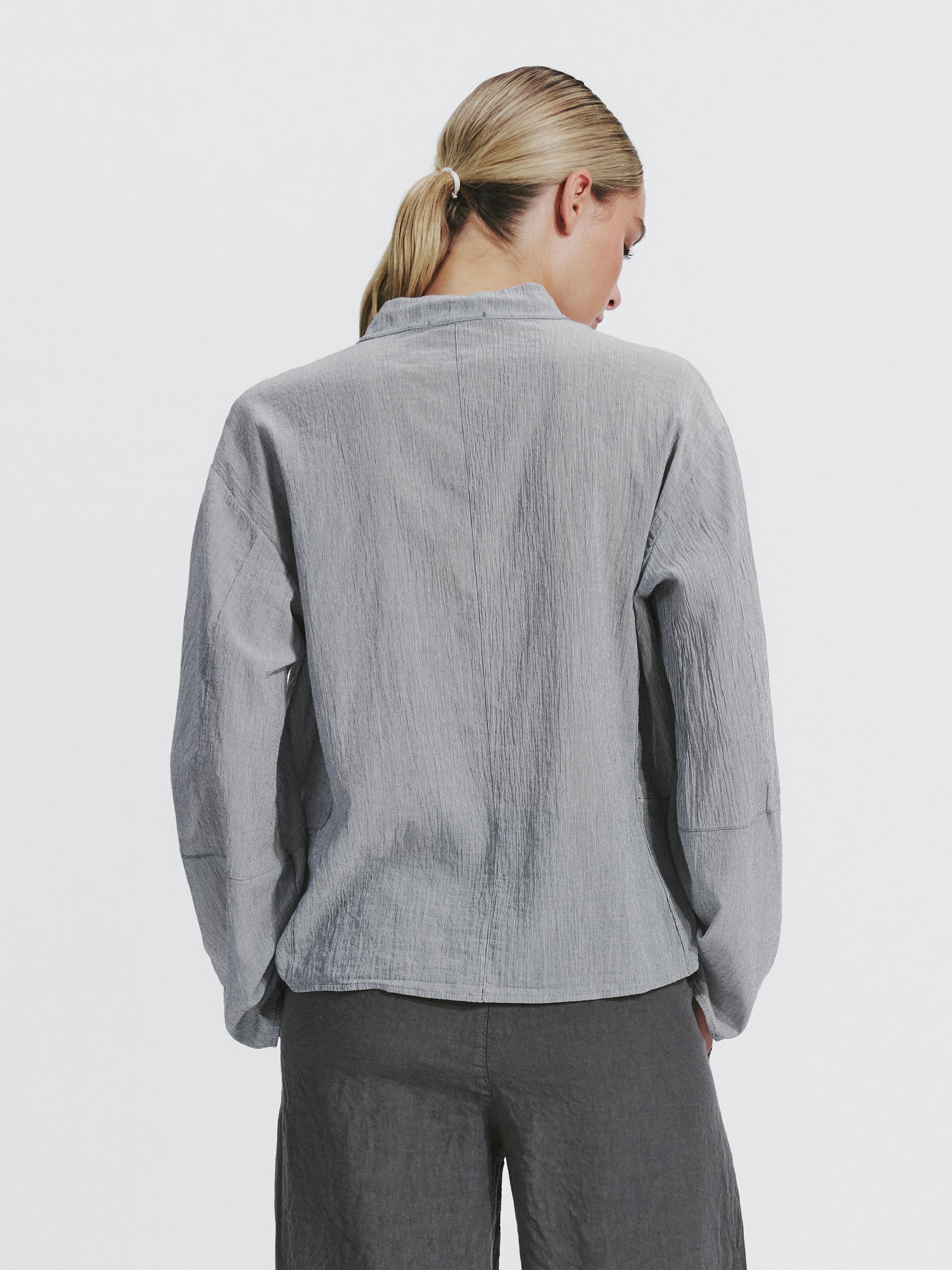 TEXTURED COTTON SHIRT PEARL GREY